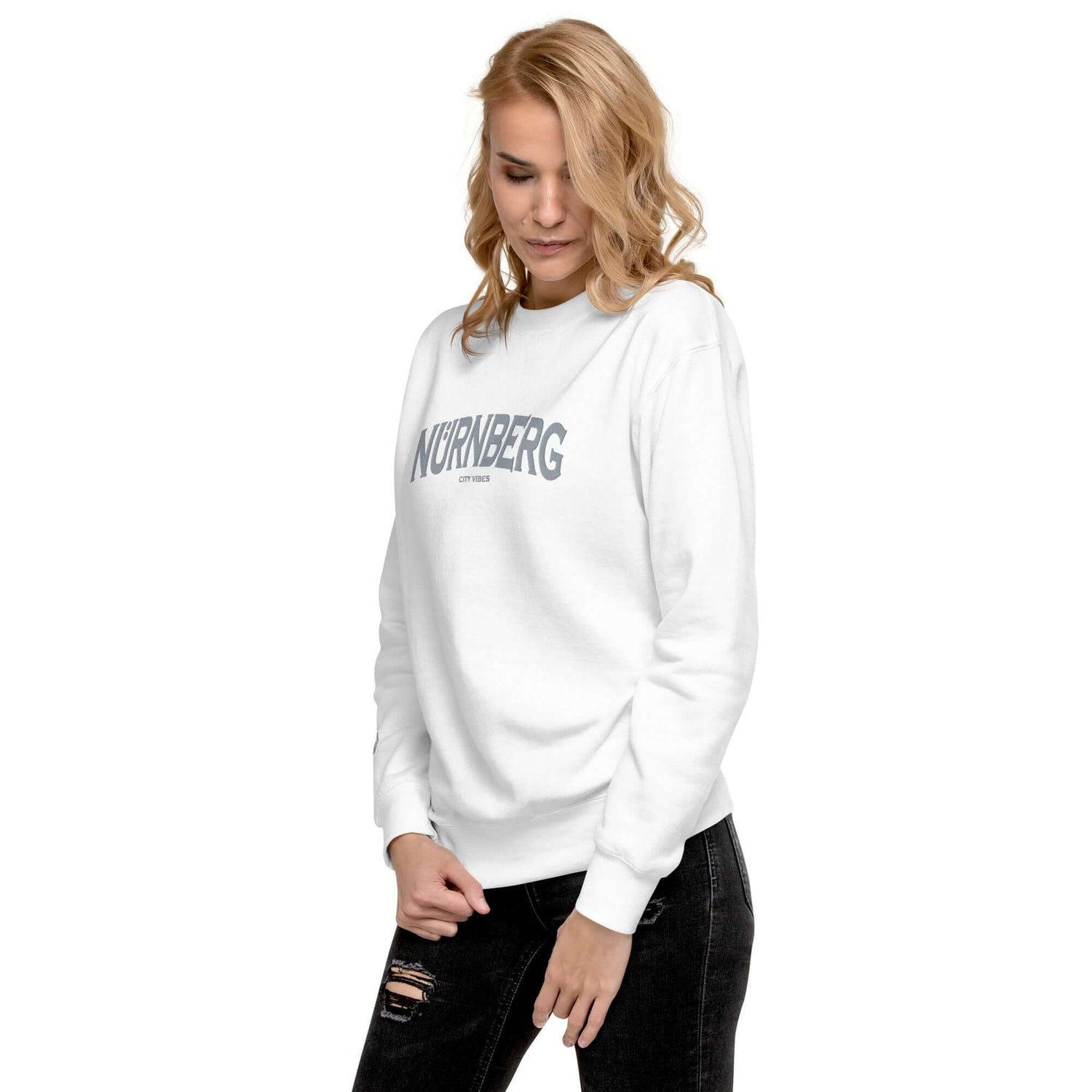 TIME OF VIBES Premium Sweatshirt NUREMBERG (Weiß/Grau) - €59,00