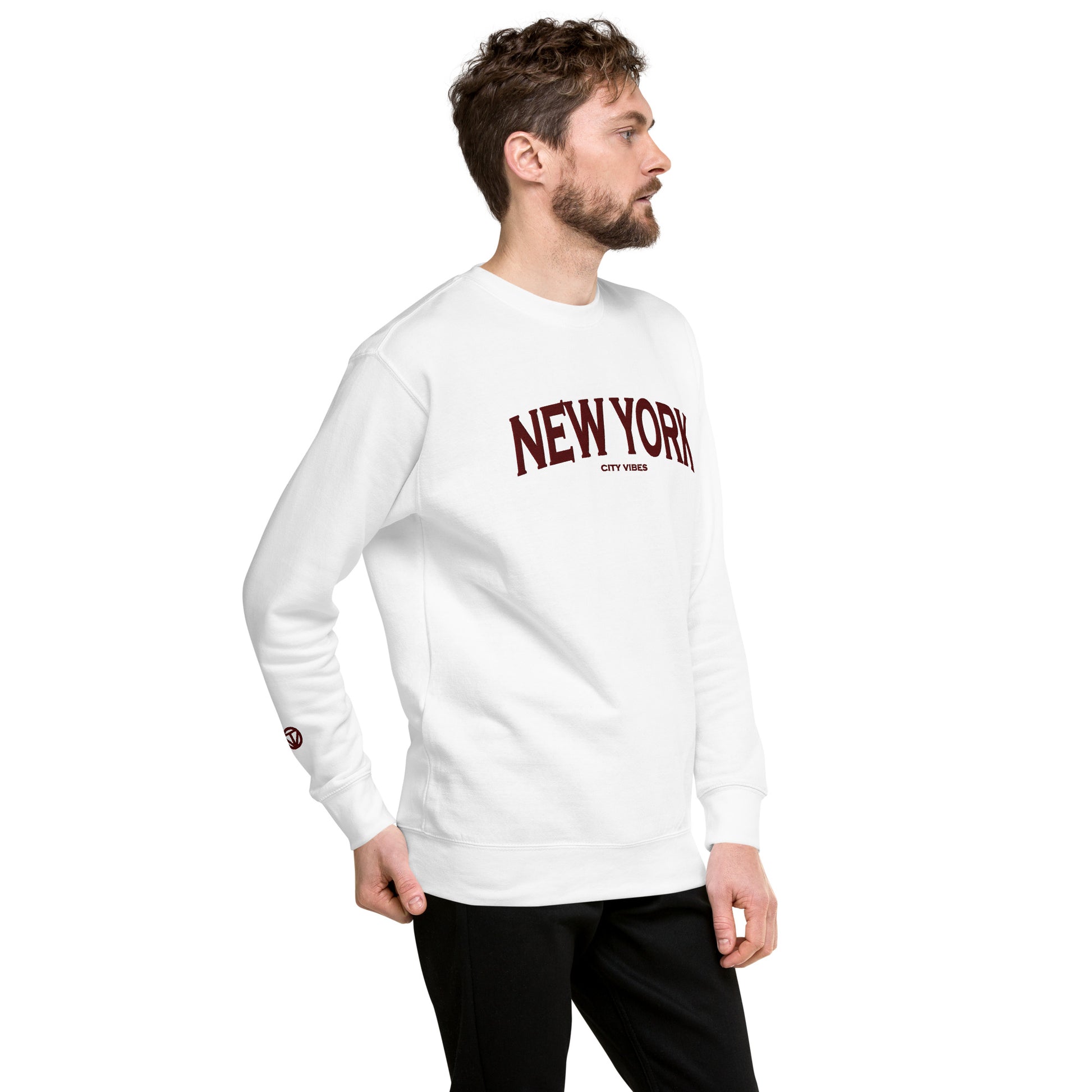 TIME OF VIBES - Premium Sweatshirt CITY NEW YORK (White/Brown) - €59.00