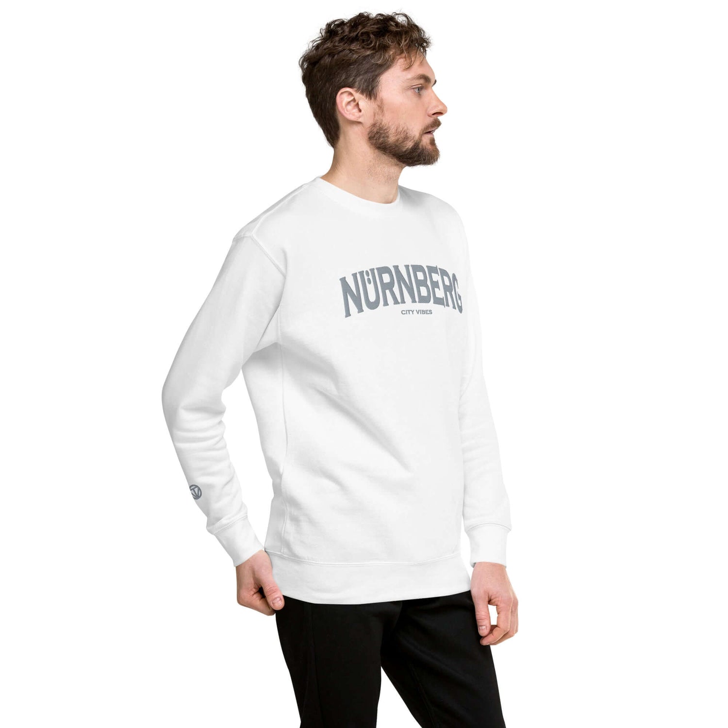 TIME OF VIBES Premium Sweatshirt NUREMBERG (Weiß/Grau) - €59,00