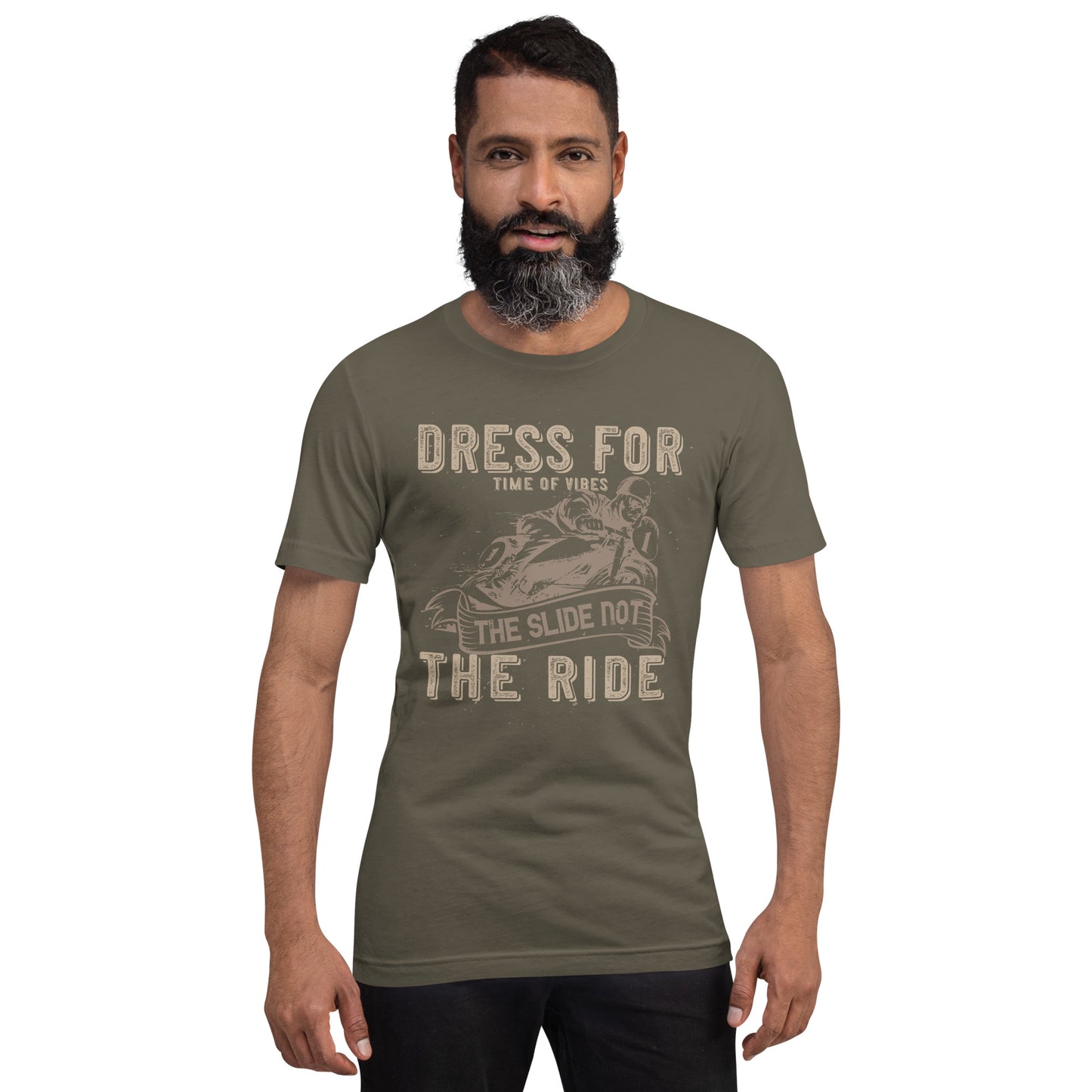 TIME OF VIBES - Men`s Cotton T-Shirt DRESS4RIDE (Army Green) - €29.00