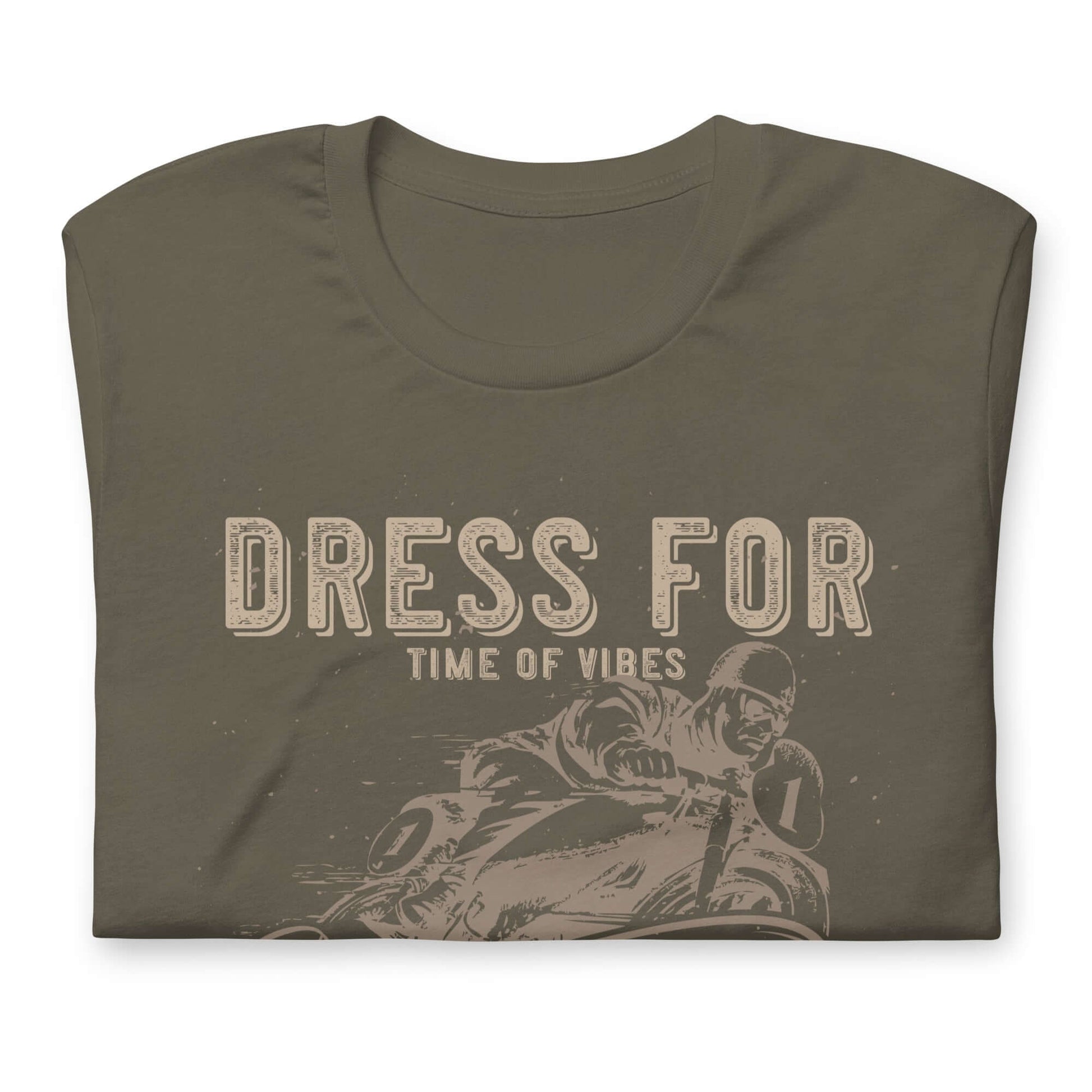 TIME OF VIBES - Men`s Cotton T-Shirt DRESS4RIDE (Army Green) - €29.00
