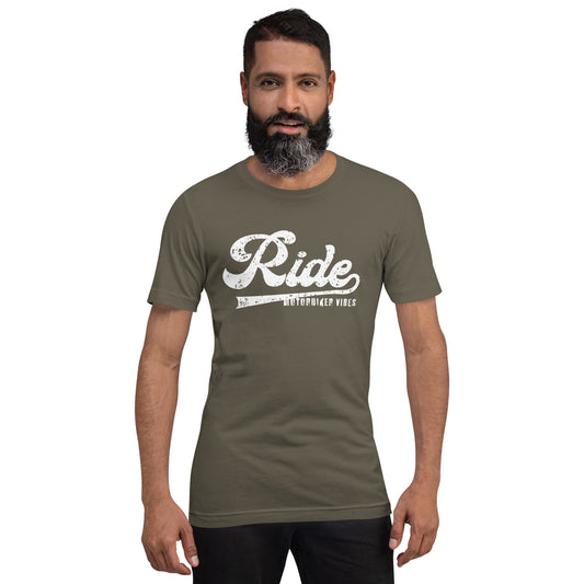TIME OF VIBES - Men`s Cotton T-Shirt RIDE (Army) - €29.00