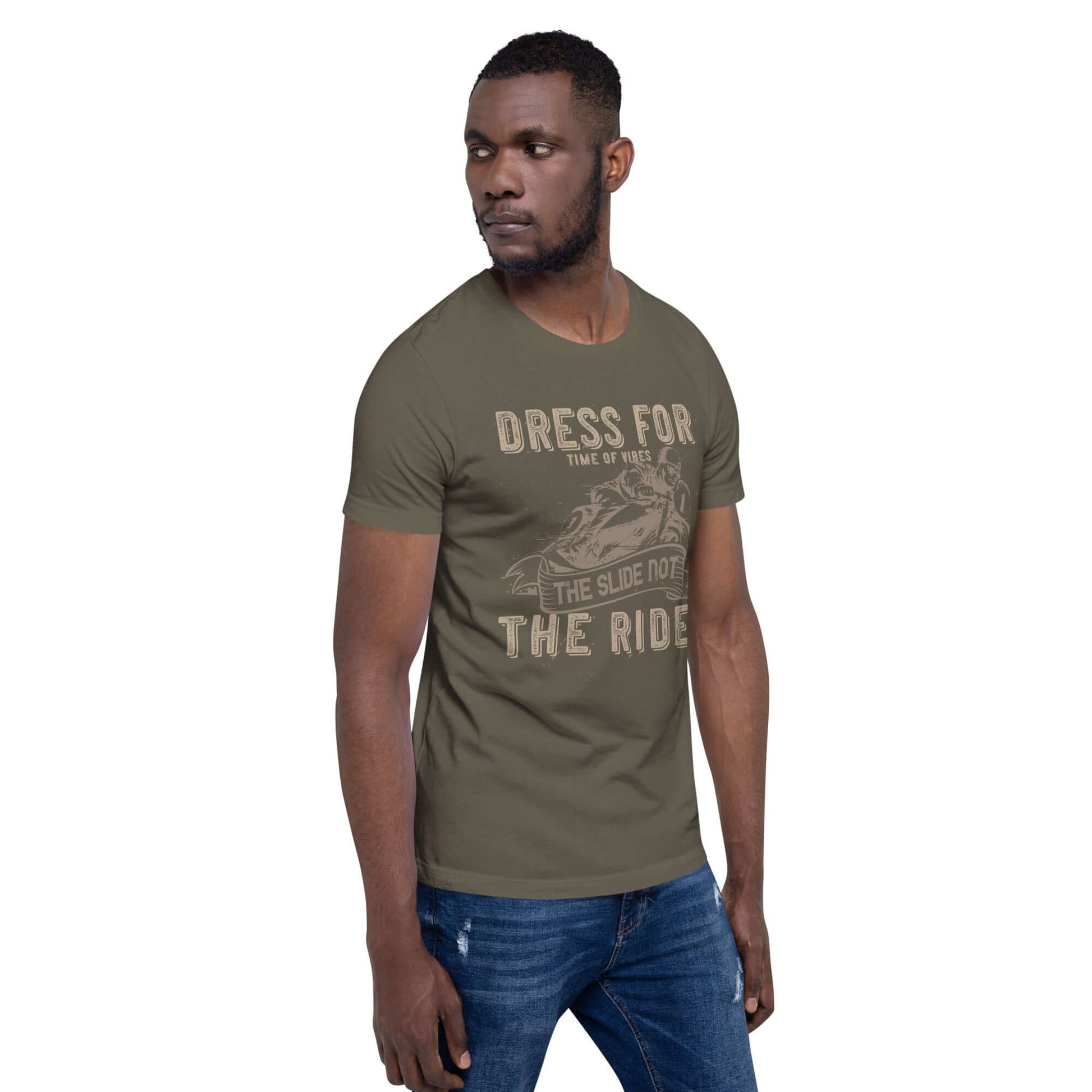 TIME OF VIBES - Men`s Cotton T-Shirt DRESS4RIDE (Army Green) - €29.00
