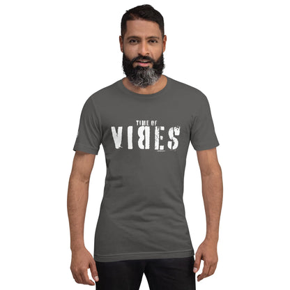 T-shirt da uomo in cotone VIBES  (grigio/bianco)