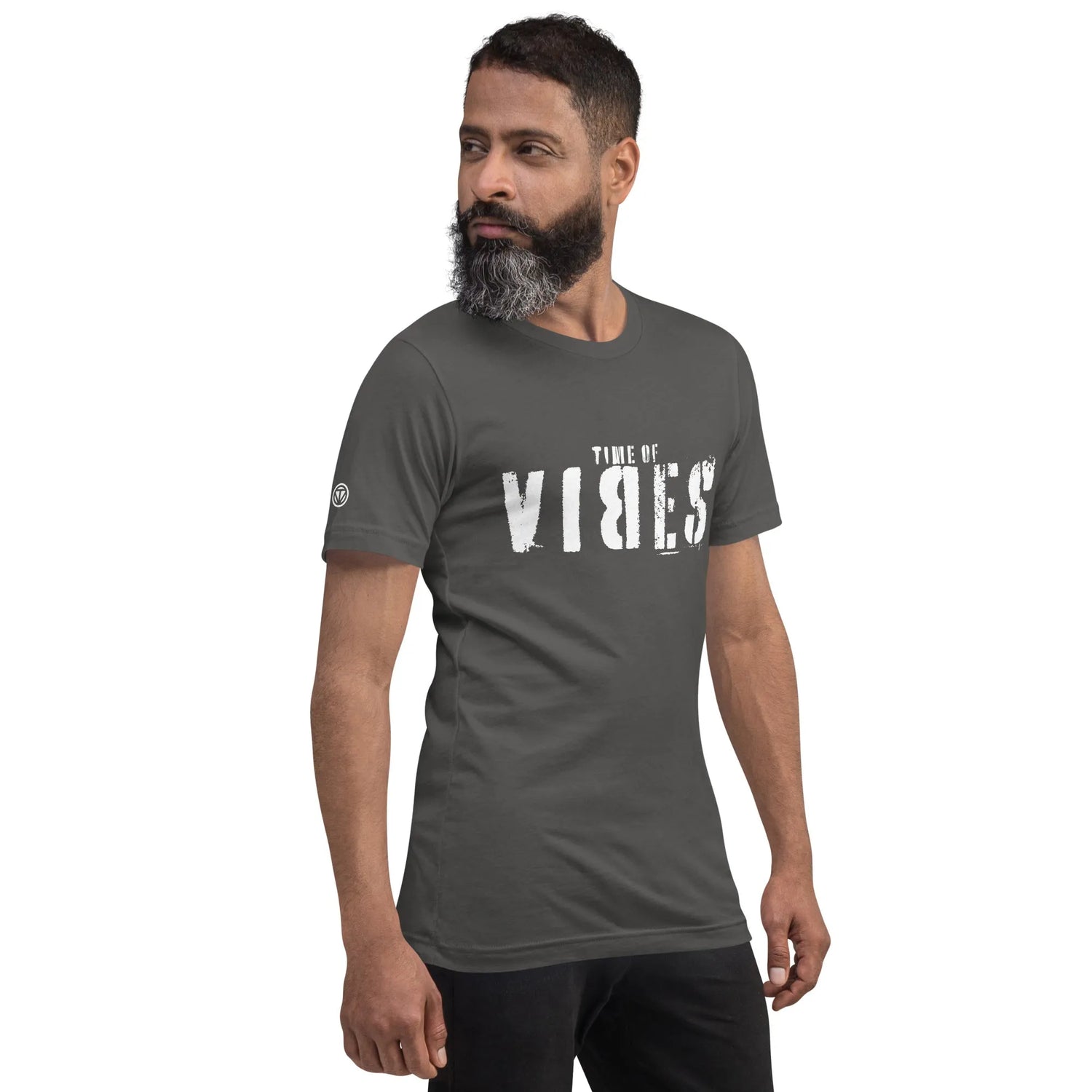 T-shirt da uomo in cotone VIBES  (grigio/bianco)