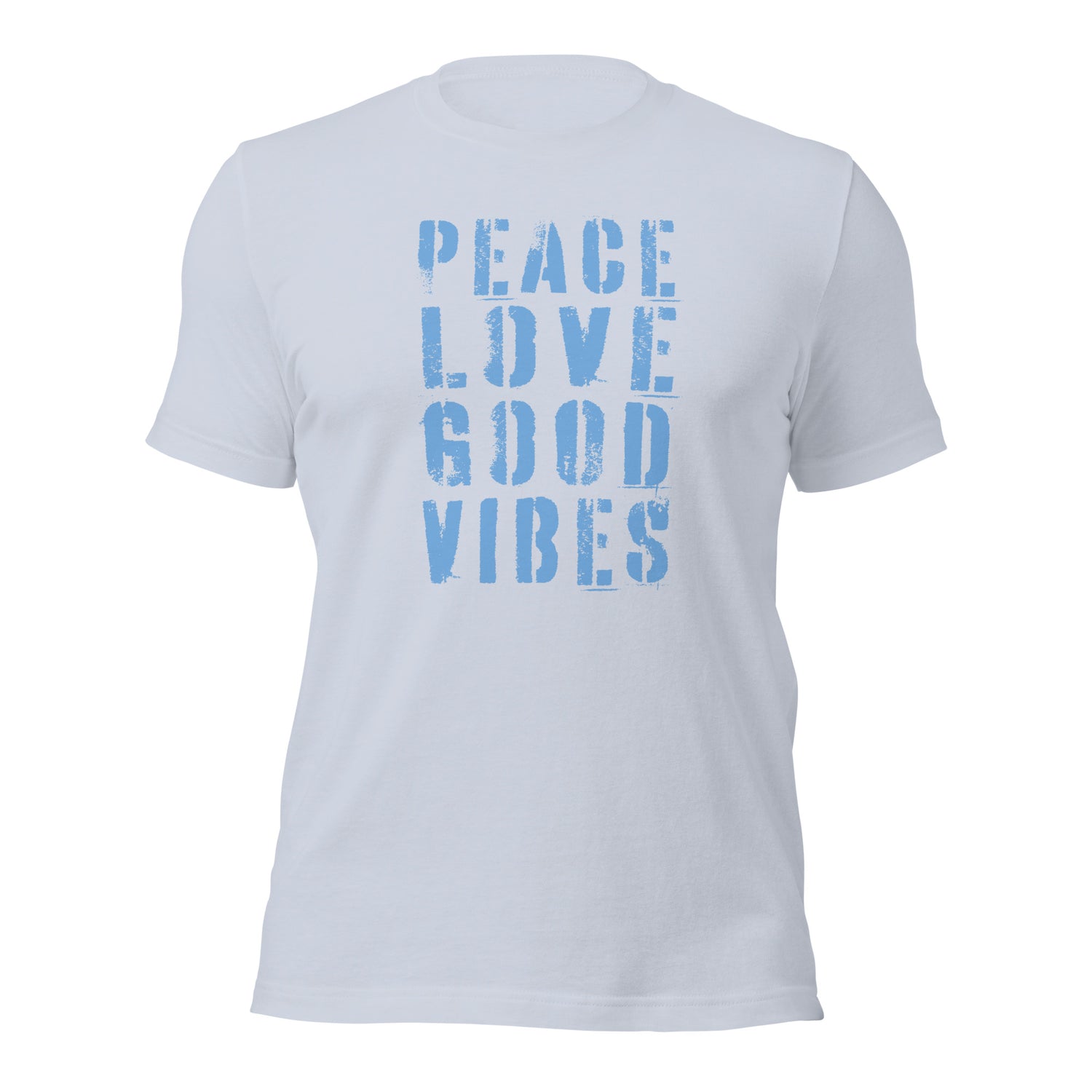 TIME OF VIBES Baumwoll T-Shirt PEACE-LOVE (Blau-Blau) - €25,00