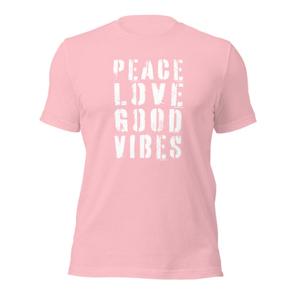 TIME OF VIBES Baumwoll T-Shirt PEACE-LOVE (Pink-Weiß) - €25,00