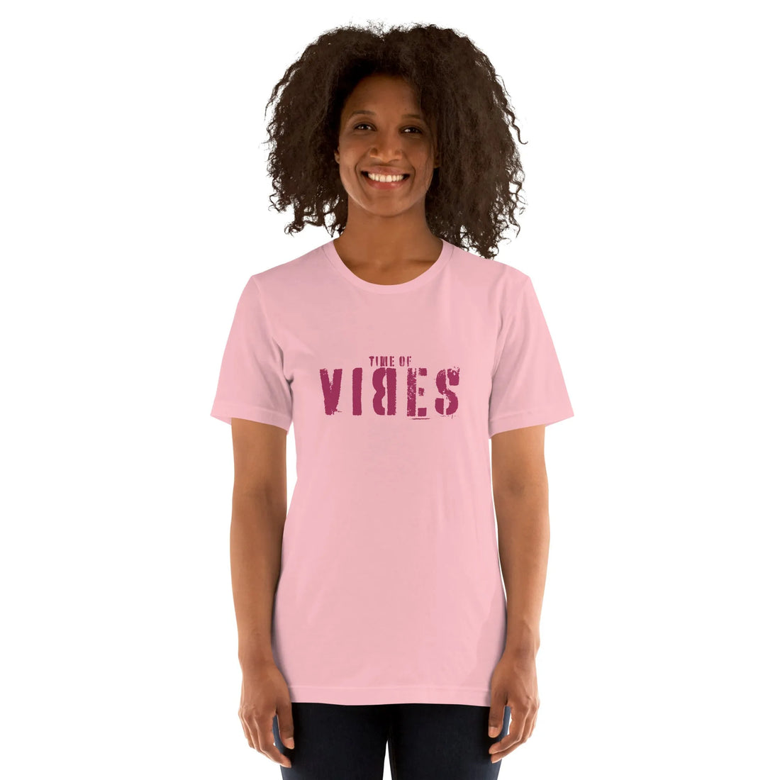 Damen Baumwoll T-Shirt VIBES (Rosa-Violet)