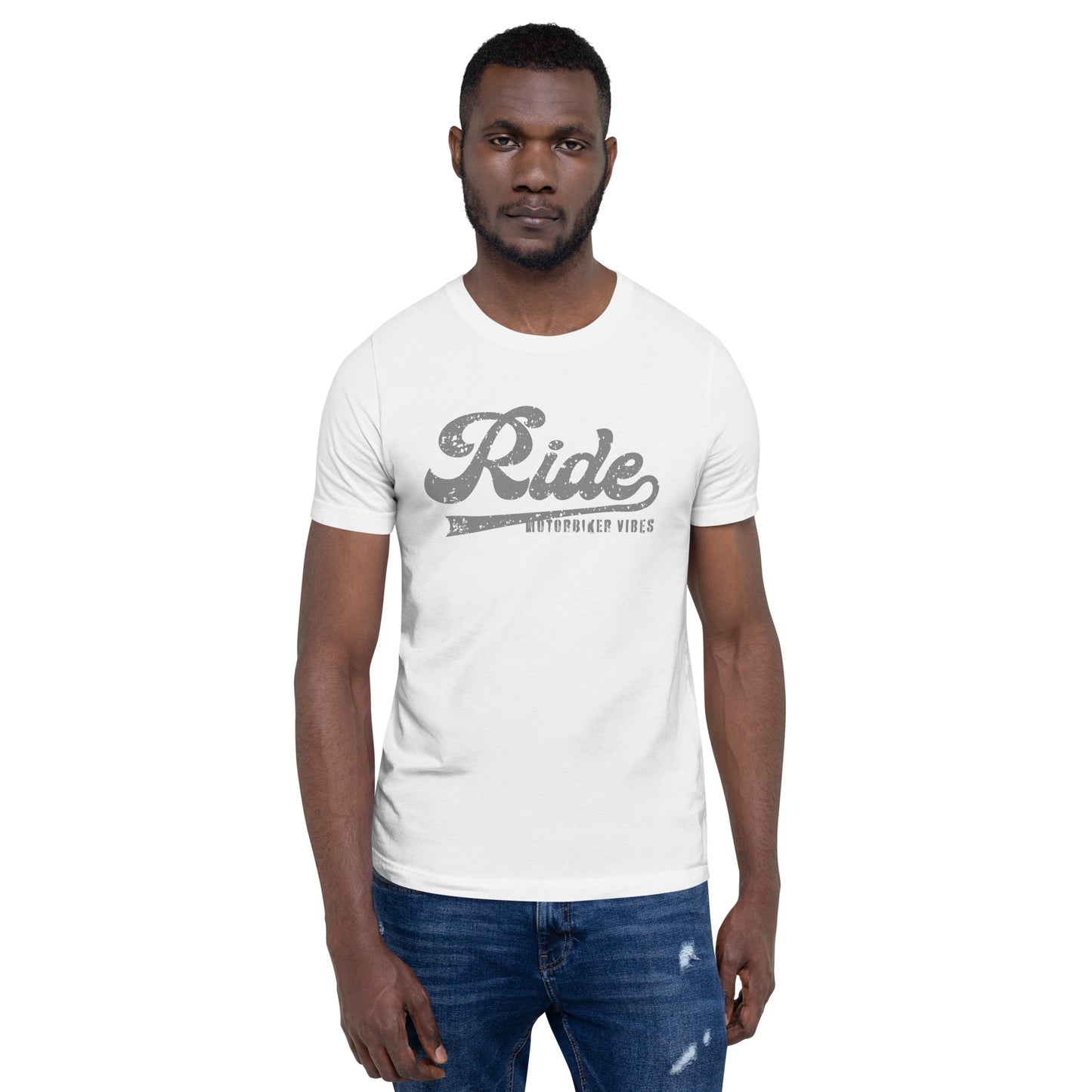 TIME OF VIBES - Men`s Cotton T-Shirt RIDE (White) - €29.00