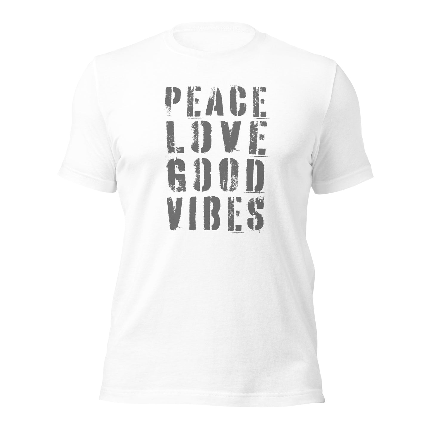Baumwoll T-Shirt PEACE-LOVE (Weiß-Grau)