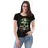 TIME OF VIBES Tailliertes Damen Bio-Baumwoll T-Shirt ROSESKULL - €29,00