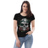 TIME OF VIBES Tailliertes Damen Bio-Baumwoll T-Shirt FLOWERSKULL (Schwarz) - €32,00