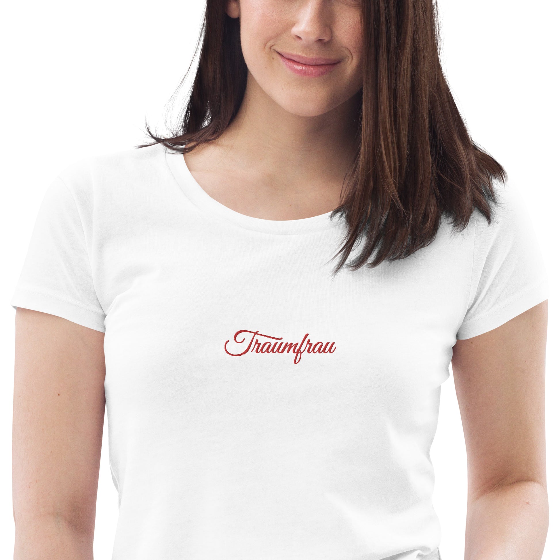 TIME OF VIBES Women's fitted eco tee TRAUMFRAU (White/Pink) - €34.00