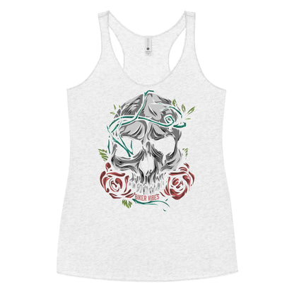 TIME OF VIBES Damen Racerback Tank ROSESKULL (Weiß) - €31,00