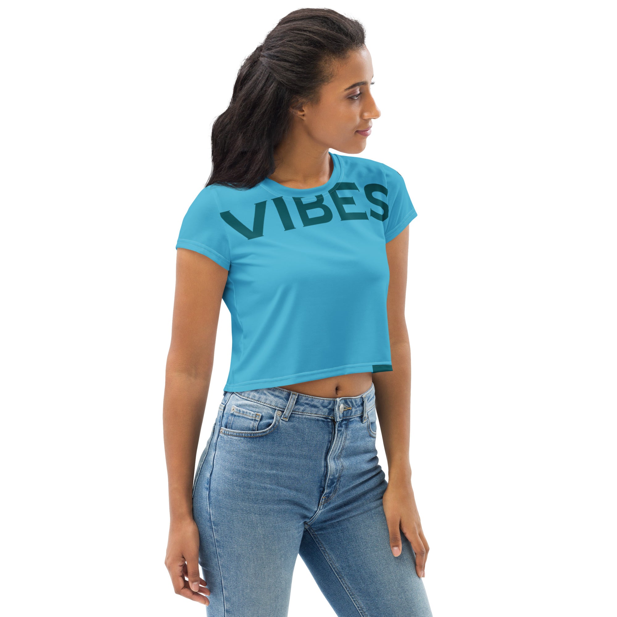 TIME OF VIBES Kurzgeschnittenes T-Shirt VIBES (Blau) - €46,50