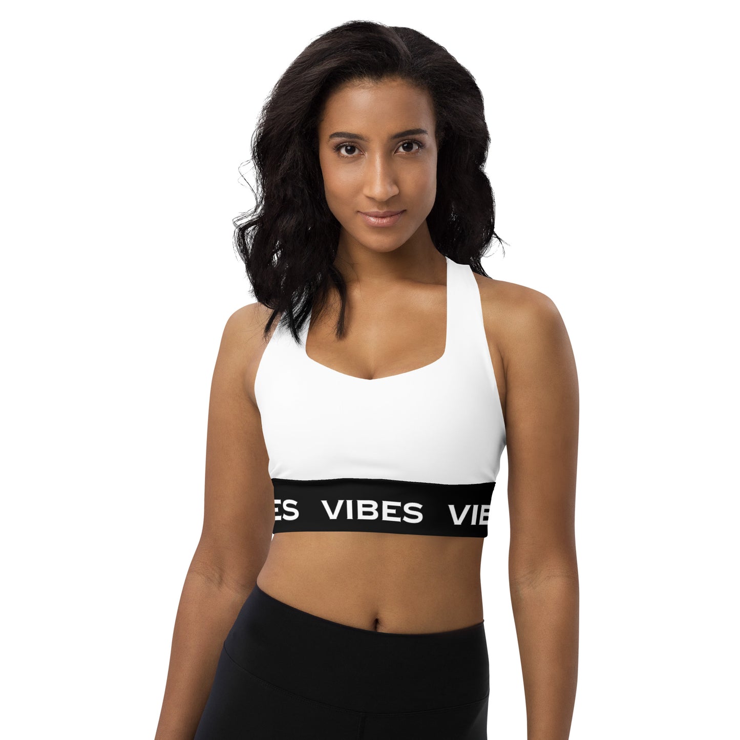 TIME OF VIBES - Longline sports bra (White/Black) - €49.00