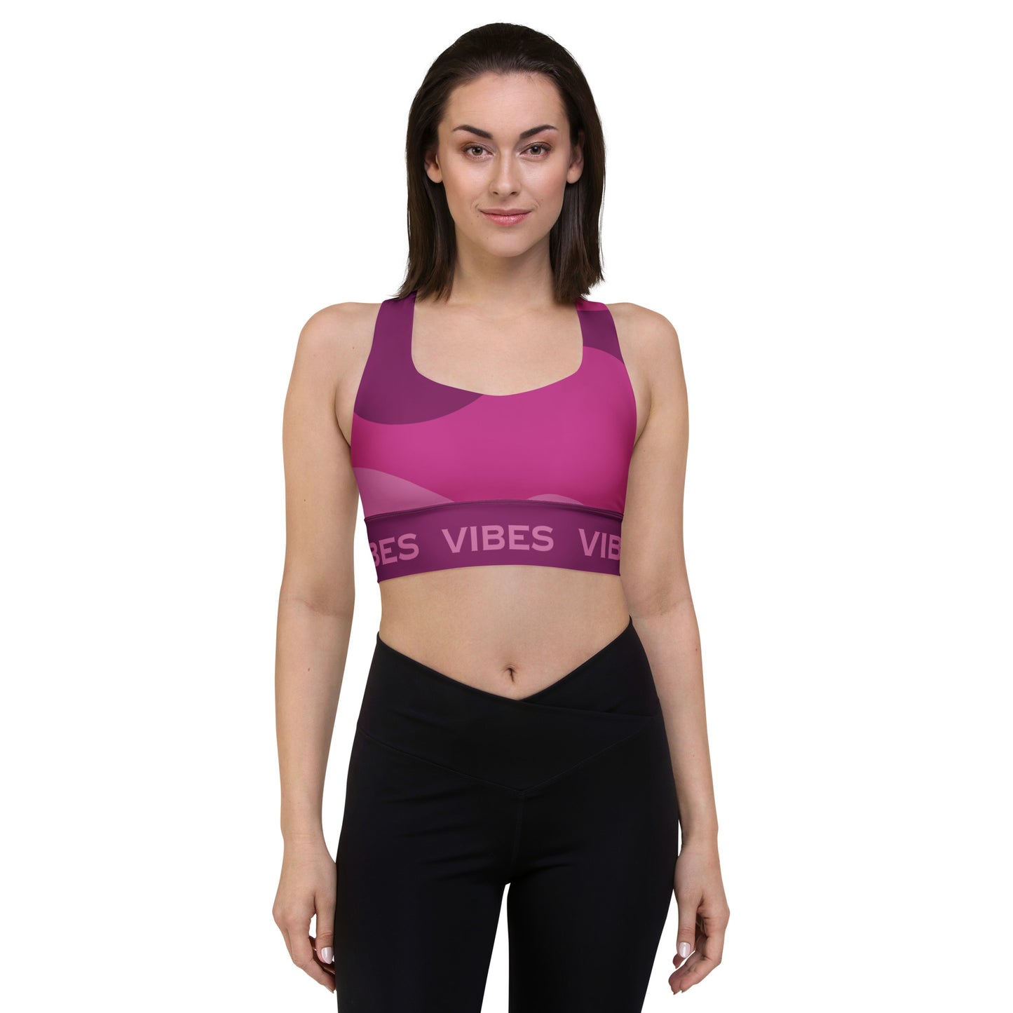 TIME OF VIBES - Longline sports bra ABSTRACT (Pink) - €49.00