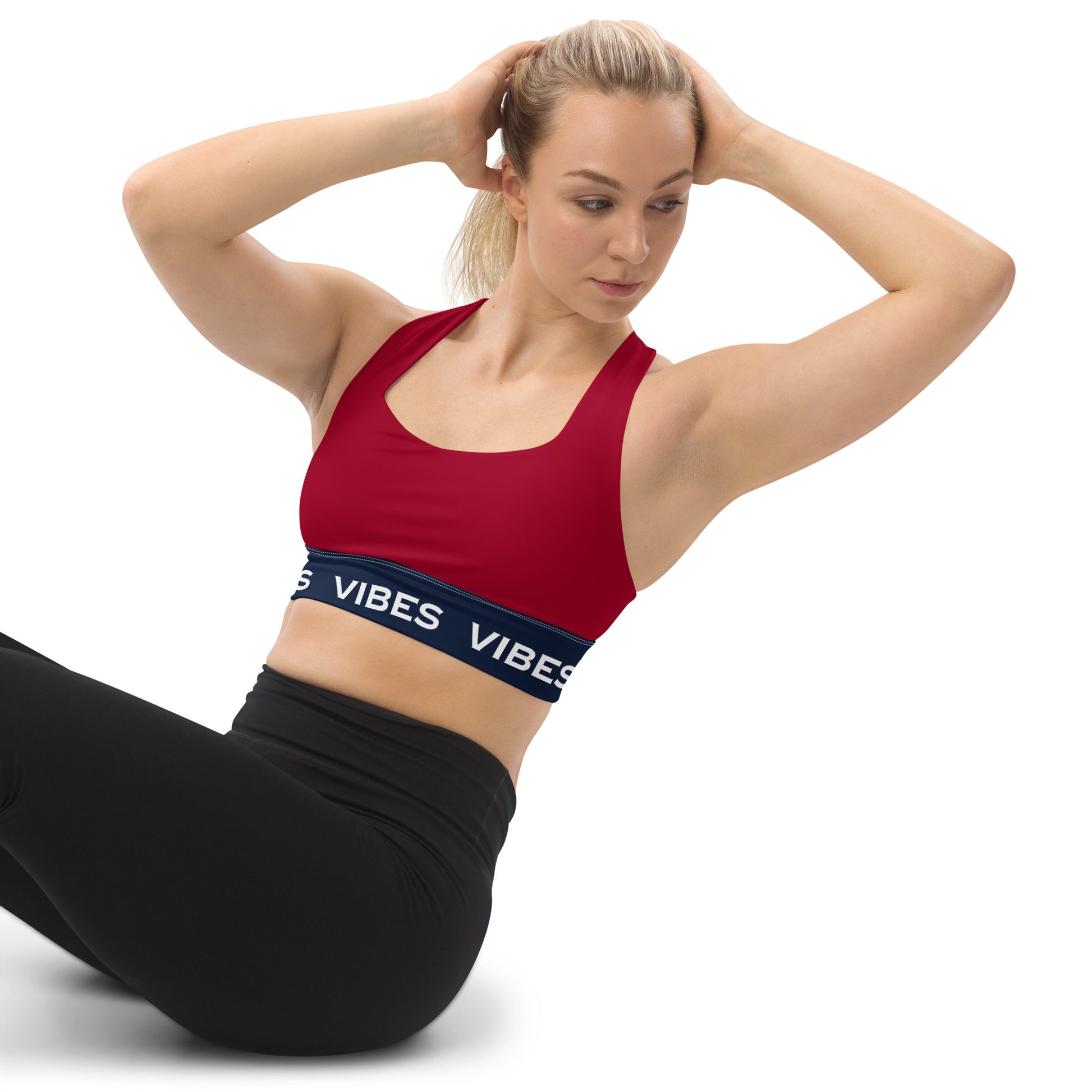 TIME OF VIBES - Longline sports bra (Red/Blue) - €49.00