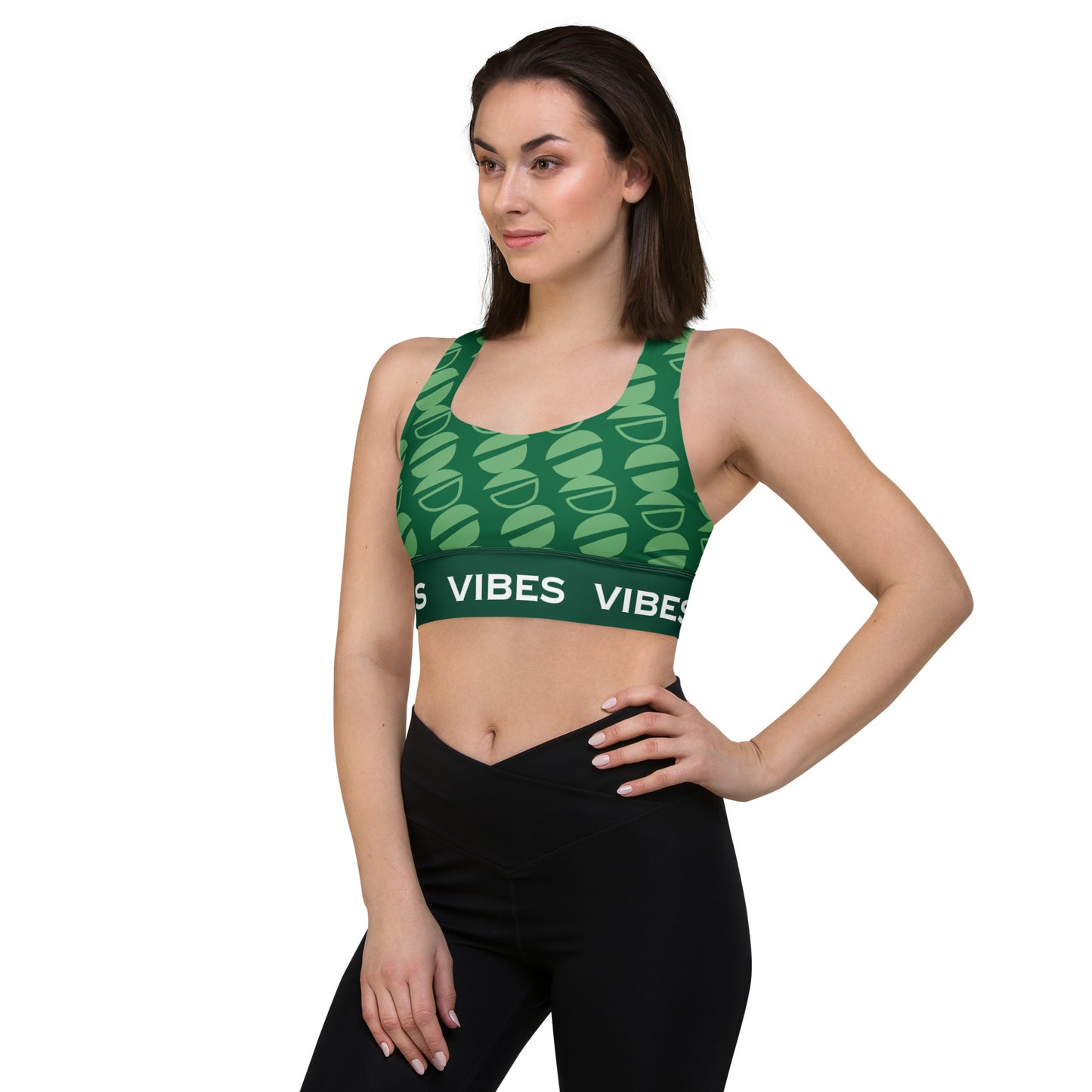 TIME OF VIBES - Longline sports bra HAPPY (Green) - €49.00