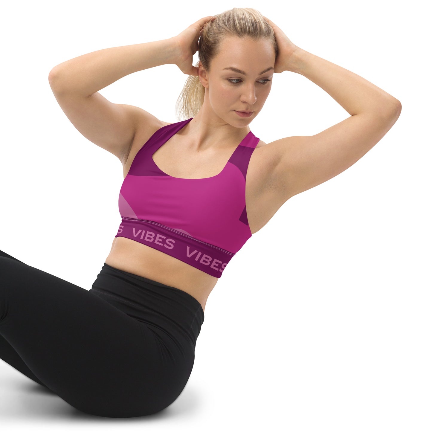 TIME OF VIBES - Longline sports bra ABSTRACT (Pink) - €49.00