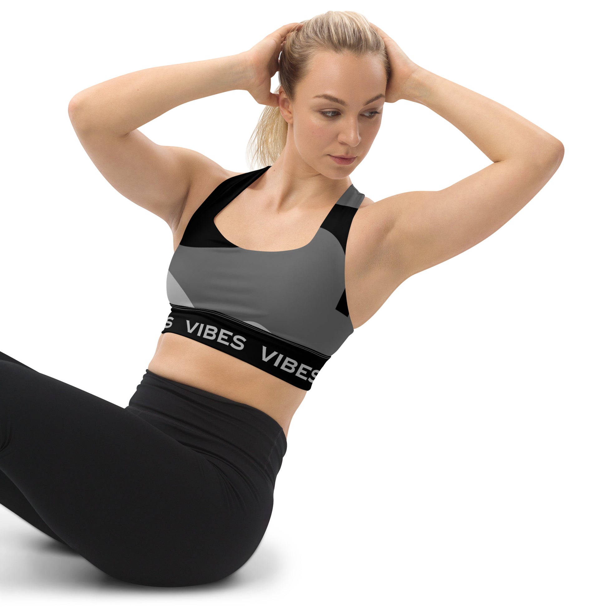 TIME OF VIBES - Longline sports bra ABSTRACT (Grey) - €49.00