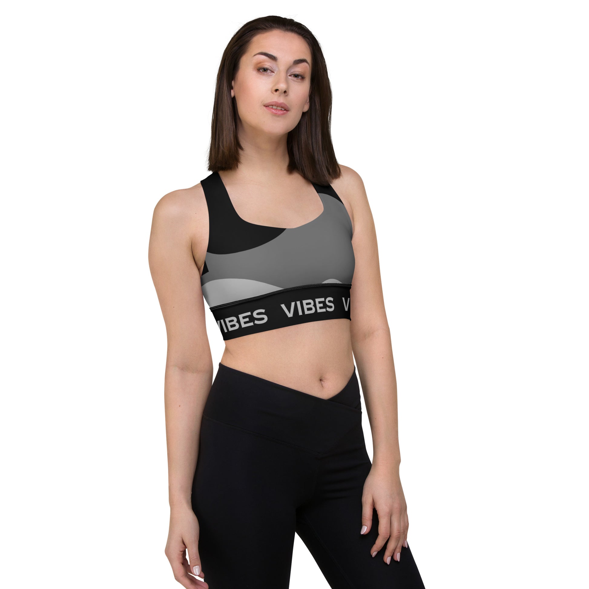 TIME OF VIBES - Longline sports bra ABSTRACT (Grey) - €49.00