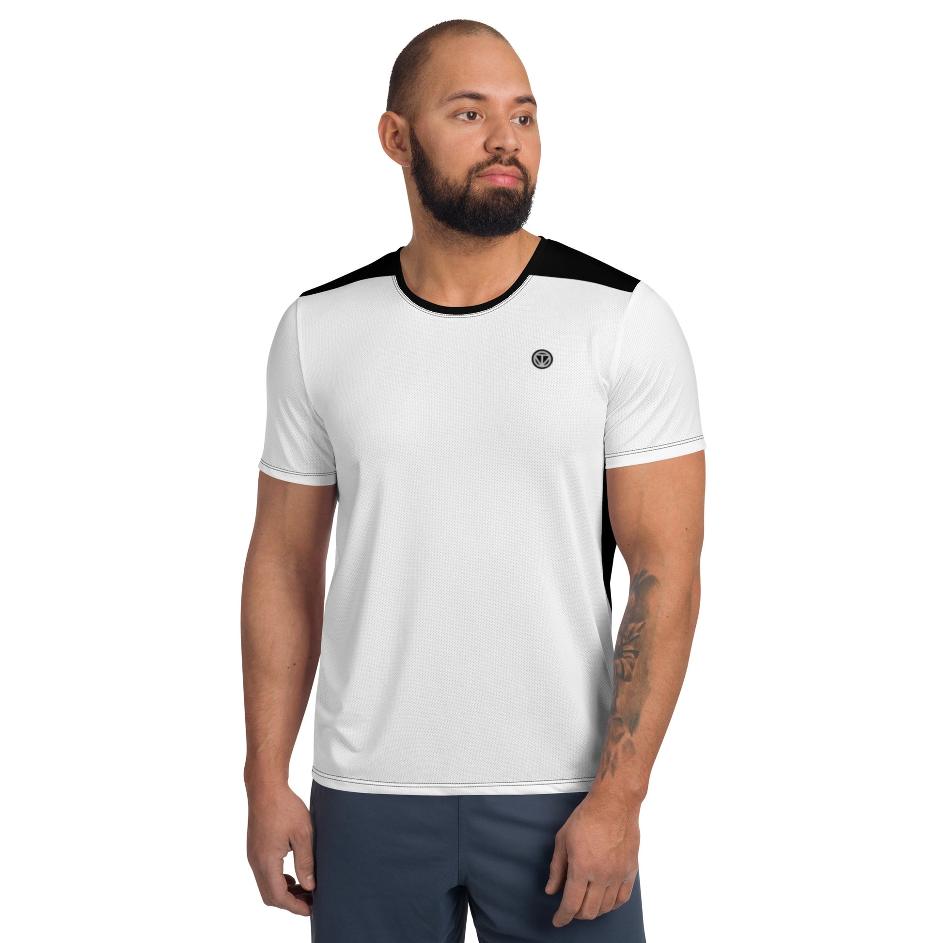 TIME OF VIBES - Men's Athletic T-shirt FIRST (White/black) - €45.00