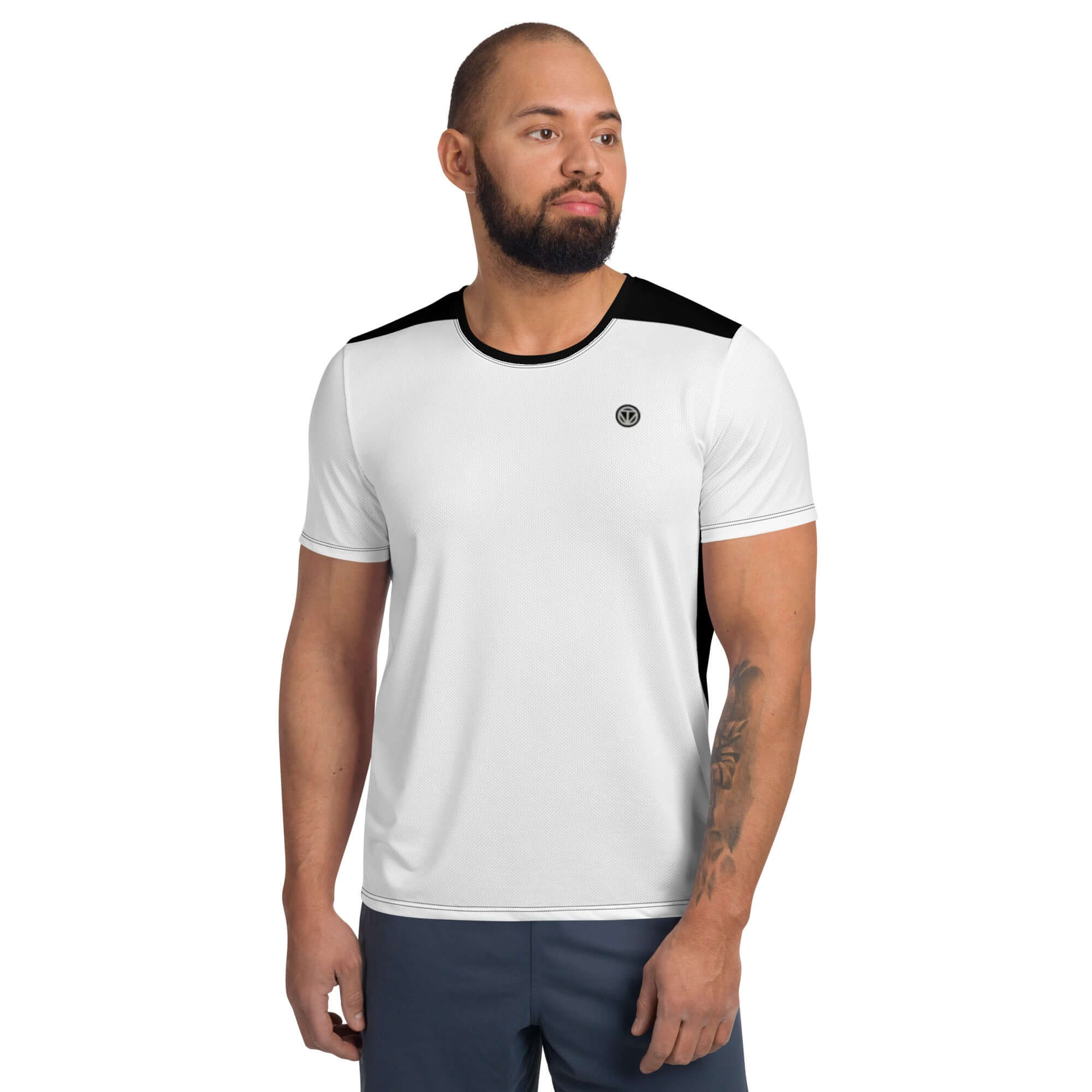 TIME OF VIBES TOV Herren Sport T-Shirt FIRST (Weiß/Schwarz) - €45,00