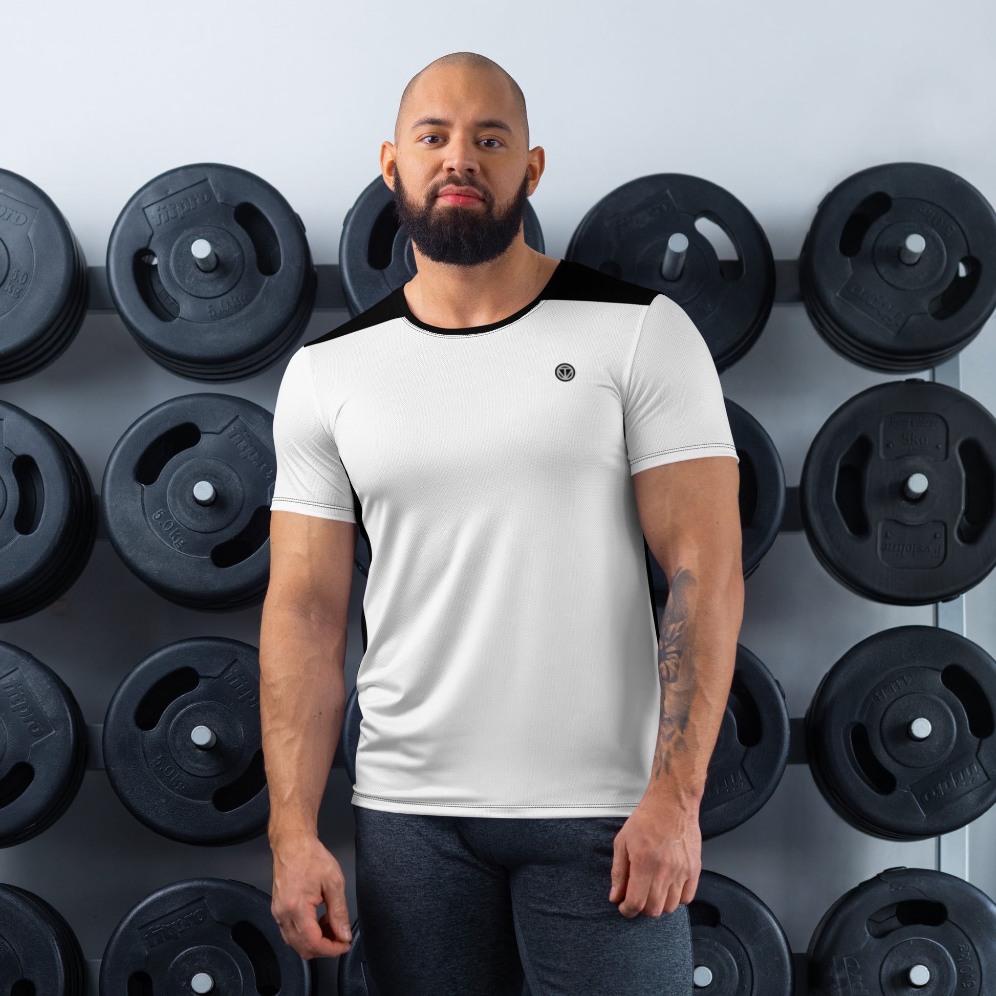 TIME OF VIBES - Men's Athletic T-shirt FIRST (White/black) - €45.00