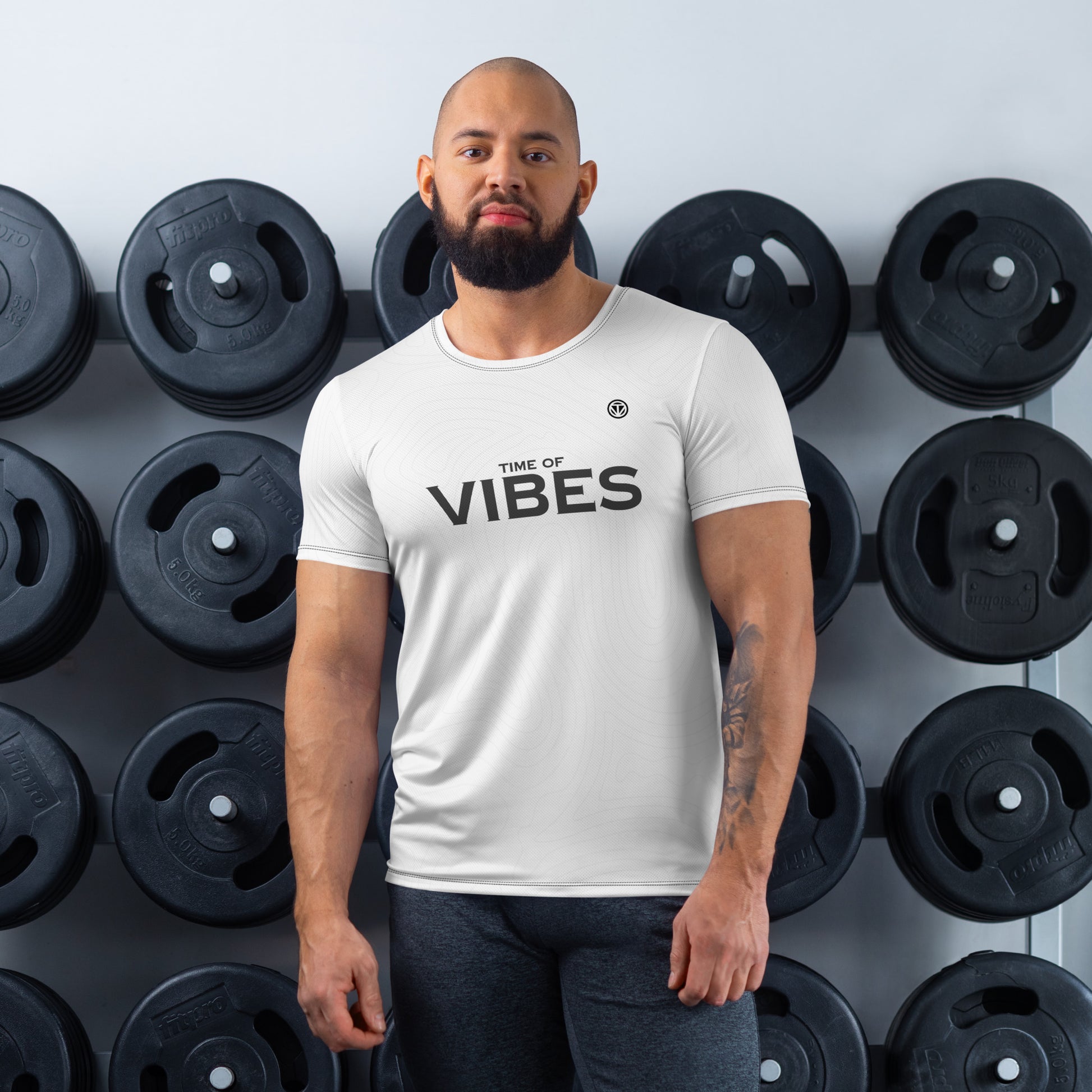 TIME OF VIBES - Men's Athletic T-shirt MOVE (White) - €45.00