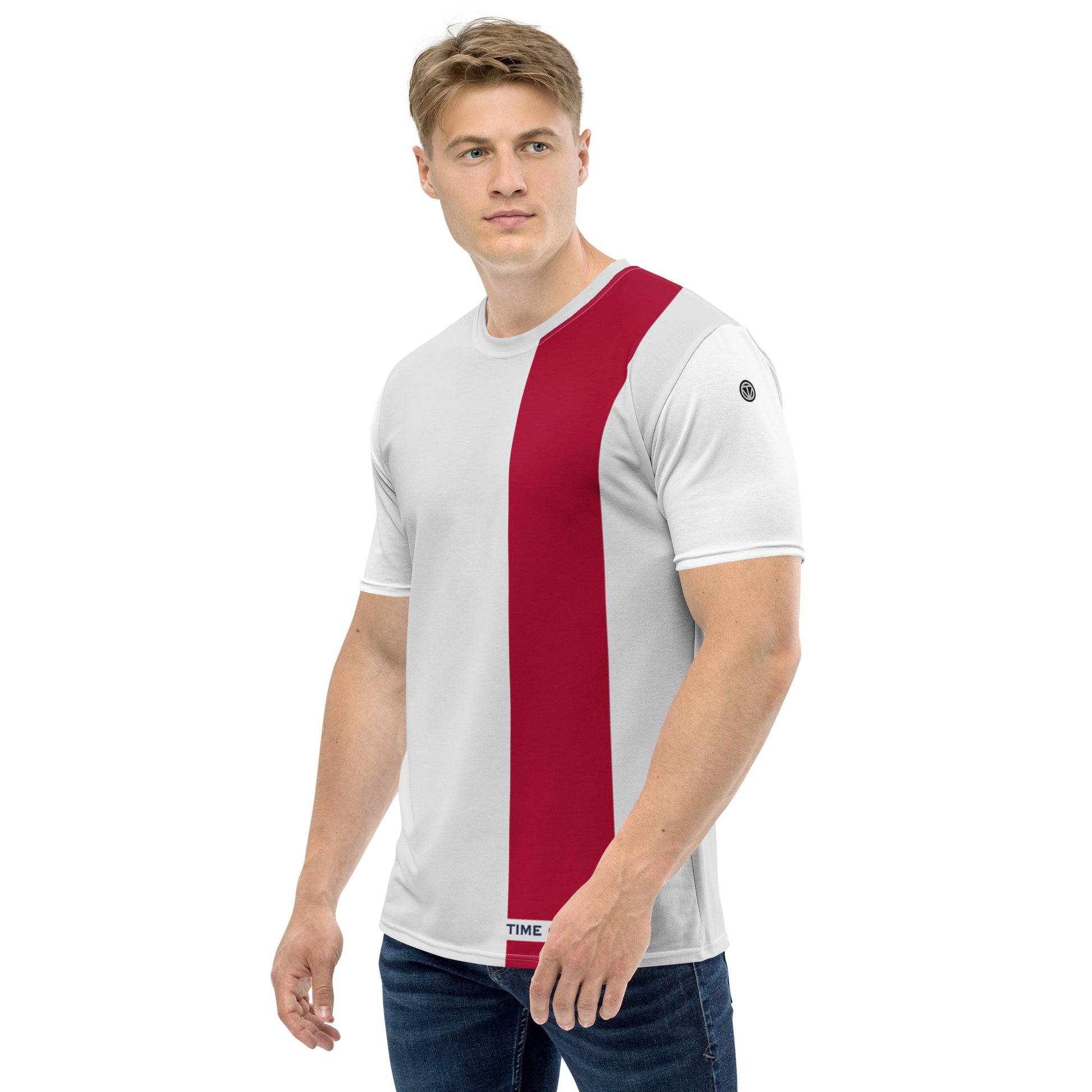 TIME OF VIBES - Premium Men's T-Shirt BASICO (White/Light Grey/Red) - €49.00