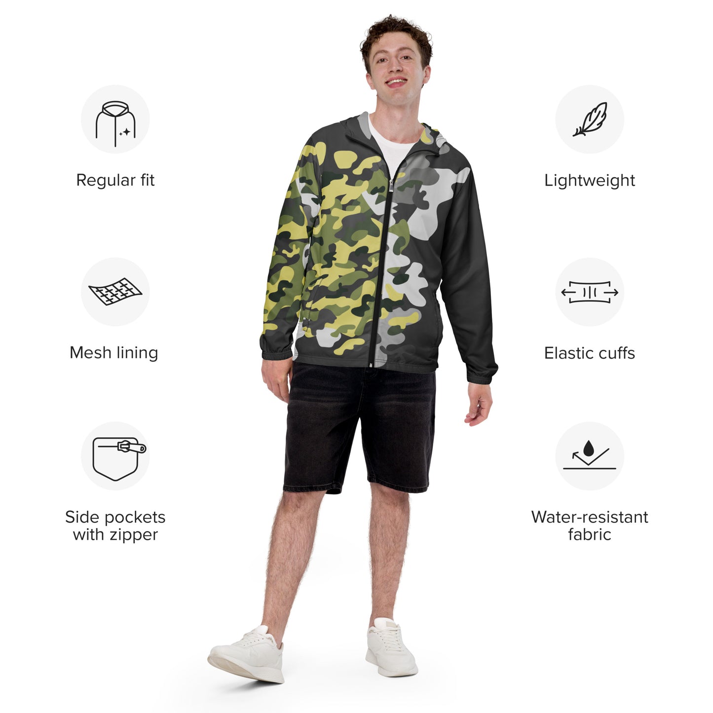 TIME OF VIBES - Men’s Windbreaker CAMOUFLAGE (Grey) - €99.00