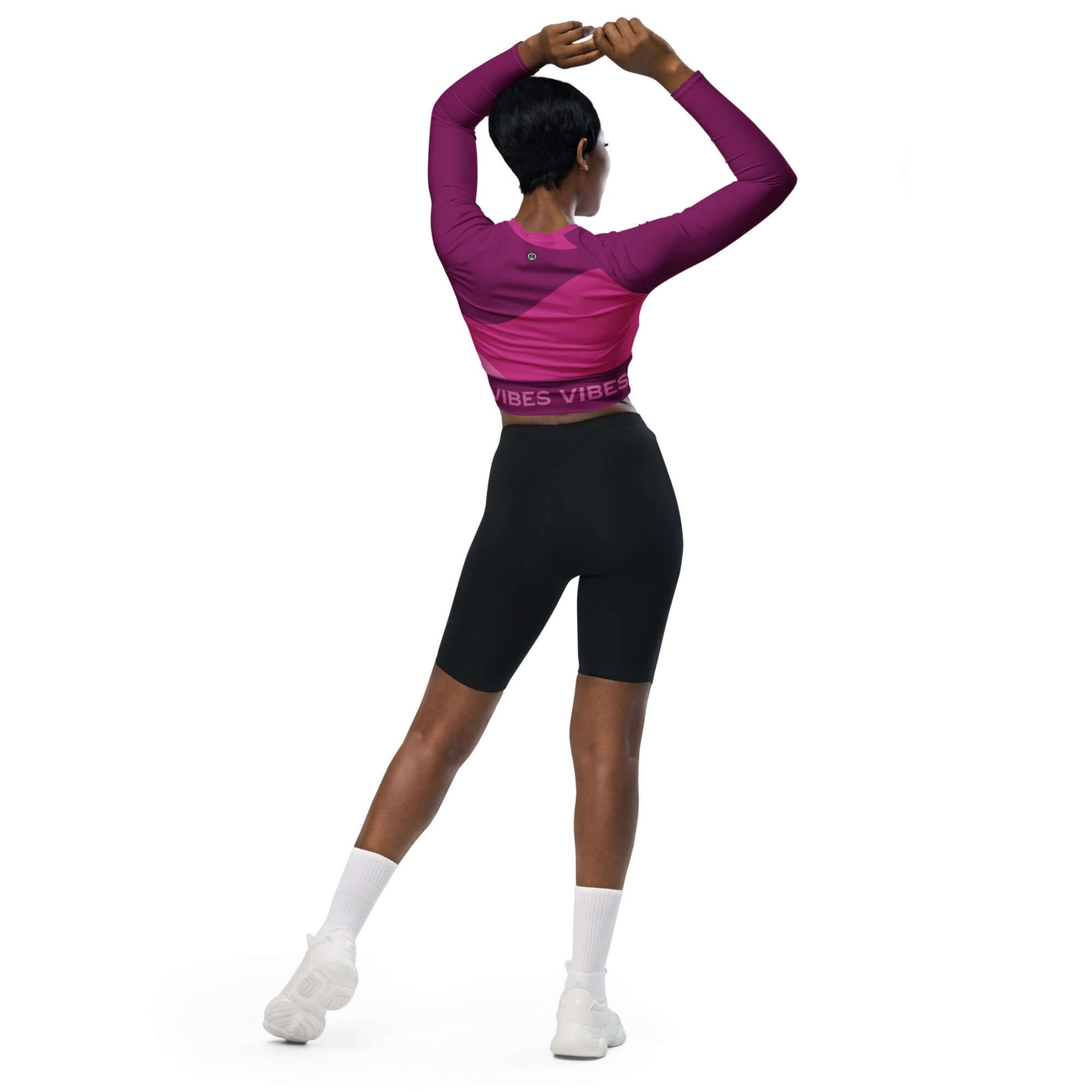 TIME OF VIBES - Recycled long-sleeve crop top ABSTRACT (Pink) - €54.00