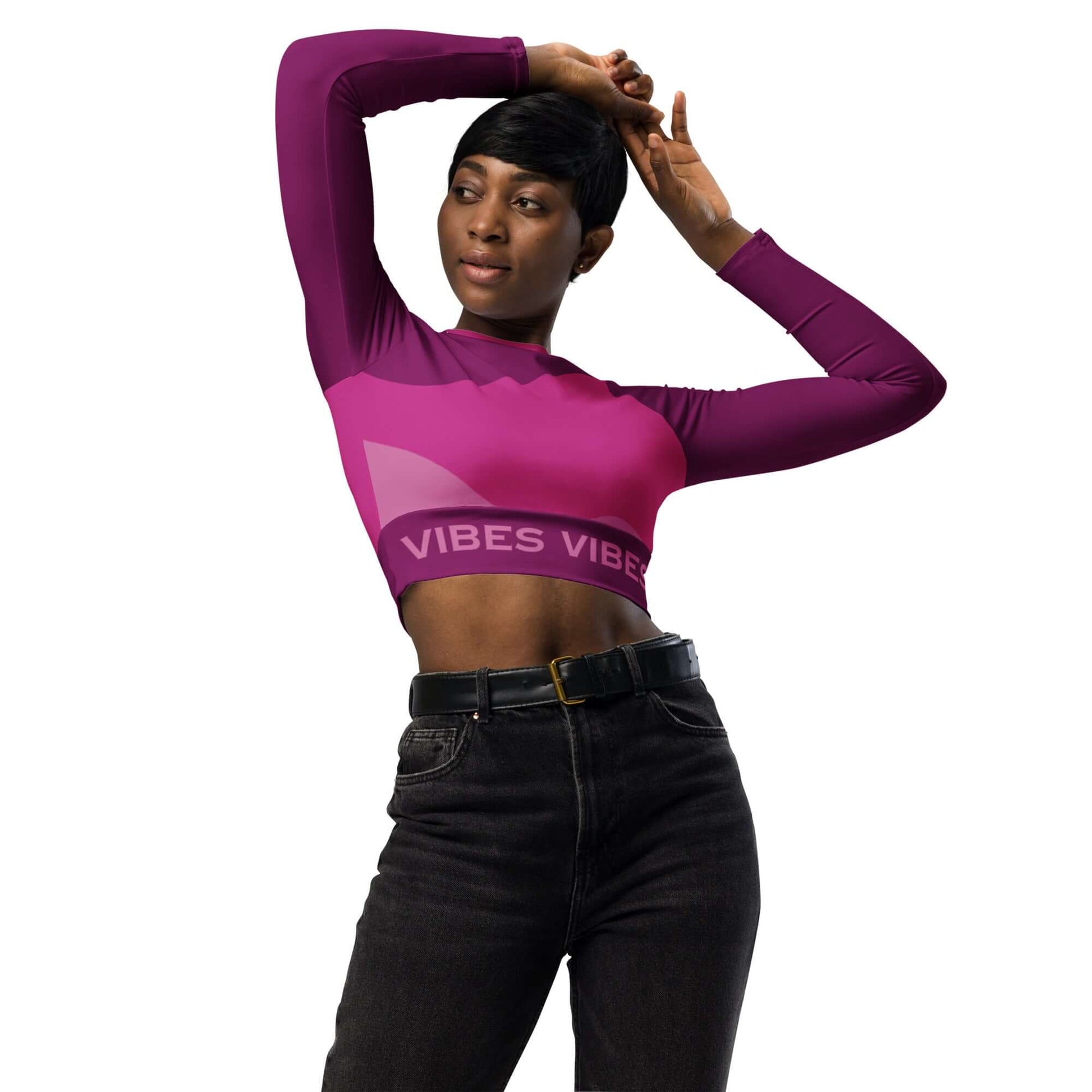 TIME OF VIBES - Recycled long-sleeve crop top ABSTRACT (Pink) - €54.00