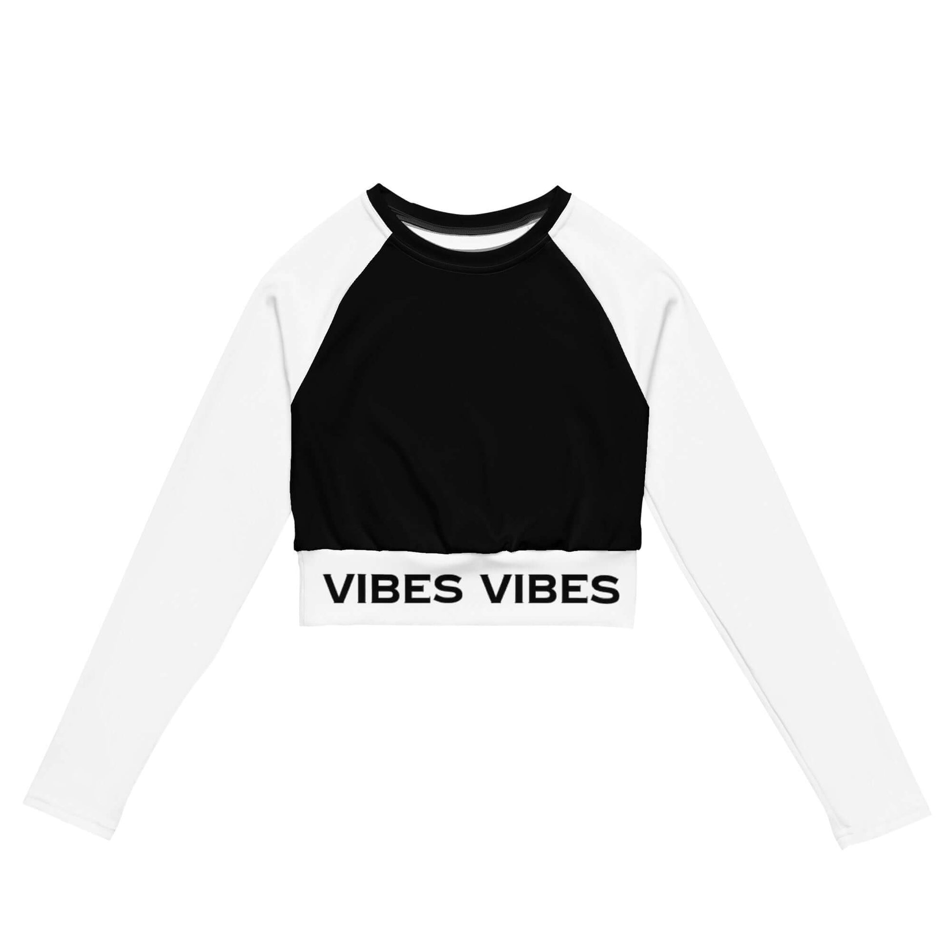 TIME OF VIBES - Recycled long-sleeve crop top VIBES (Black/White) - €54.00