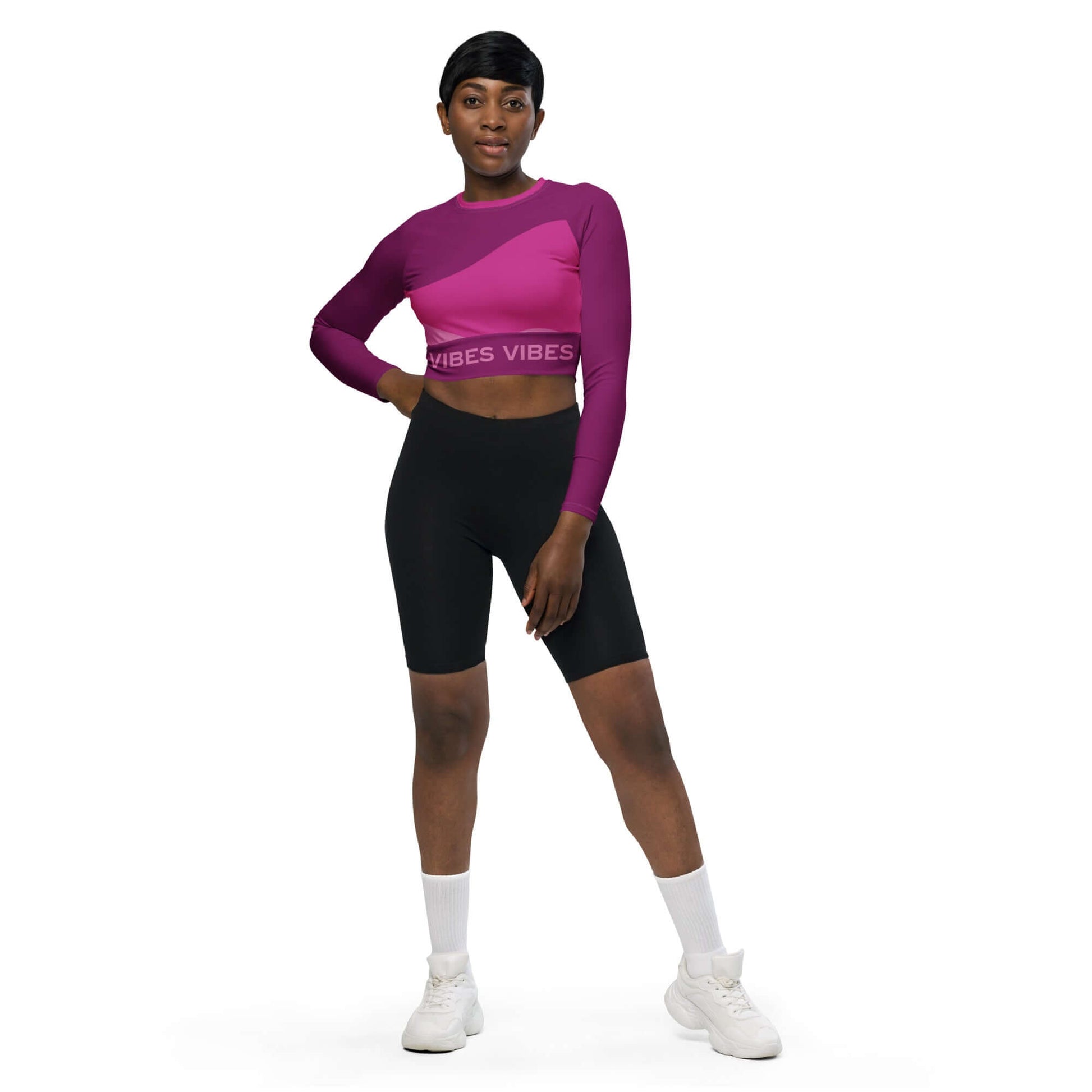 TIME OF VIBES - Recycled long-sleeve crop top ABSTRACT (Pink) - €54.00