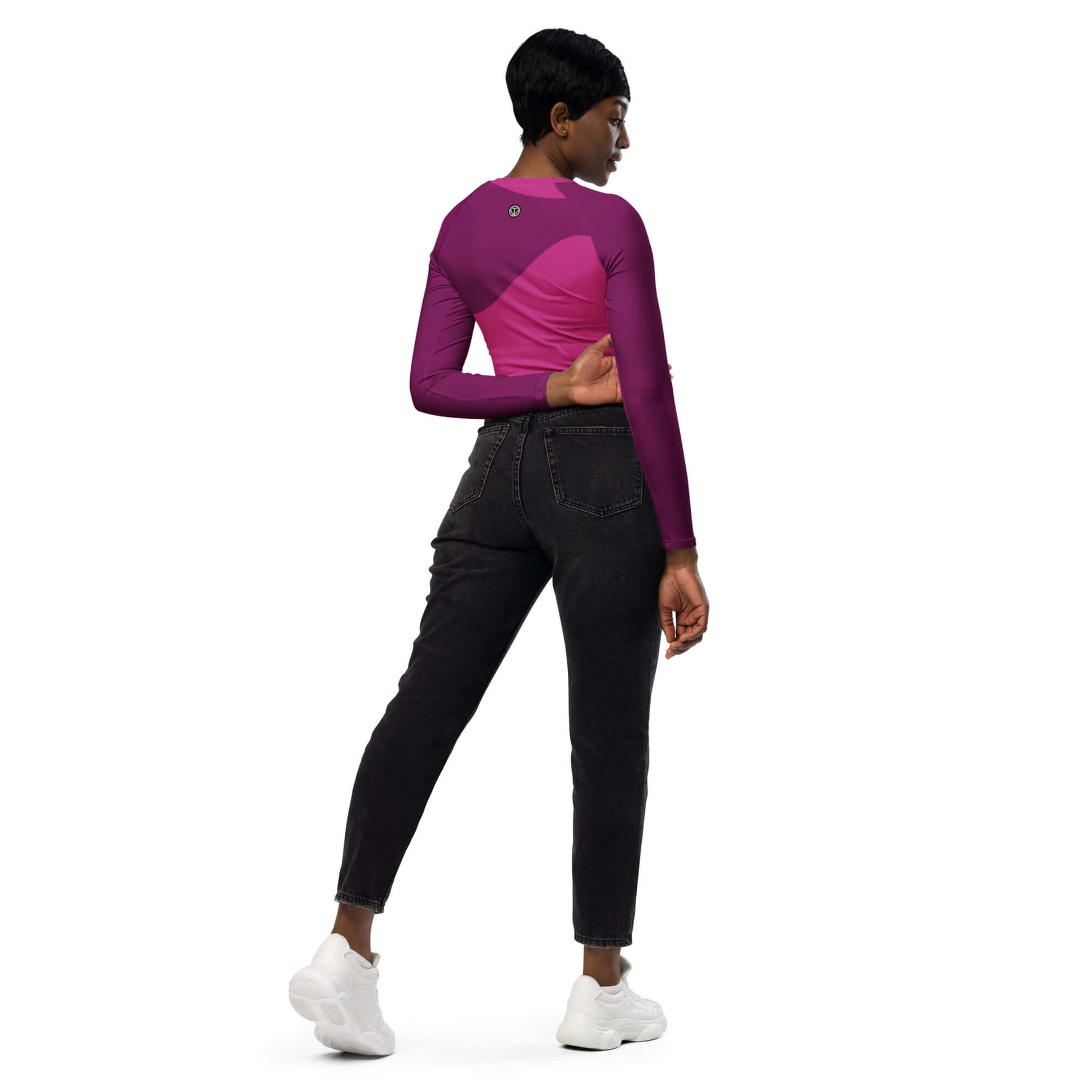 TIME OF VIBES - Recycled long-sleeve crop top ABSTRACT (Pink) - €54.00