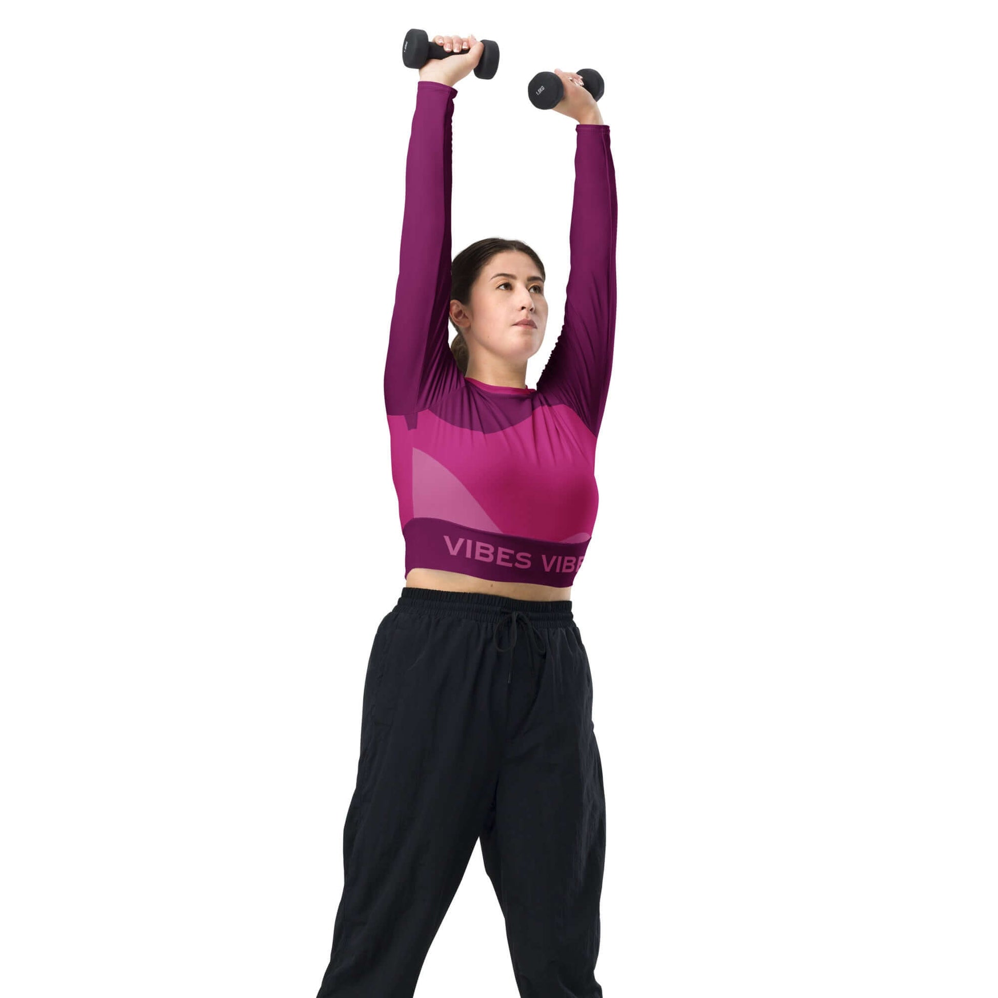 TIME OF VIBES - Recycled long-sleeve crop top ABSTRACT (Pink) - €54.00