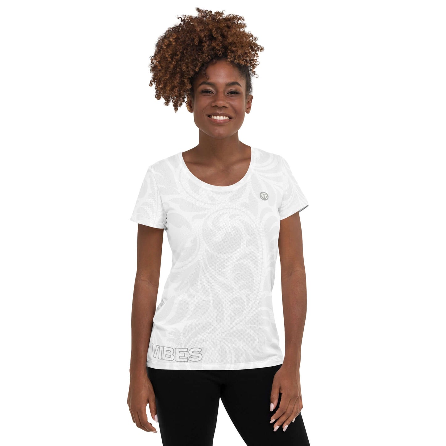 TIME OF VIBES - Women's Athletic T-shirt FLORAL (White) - €45.00
