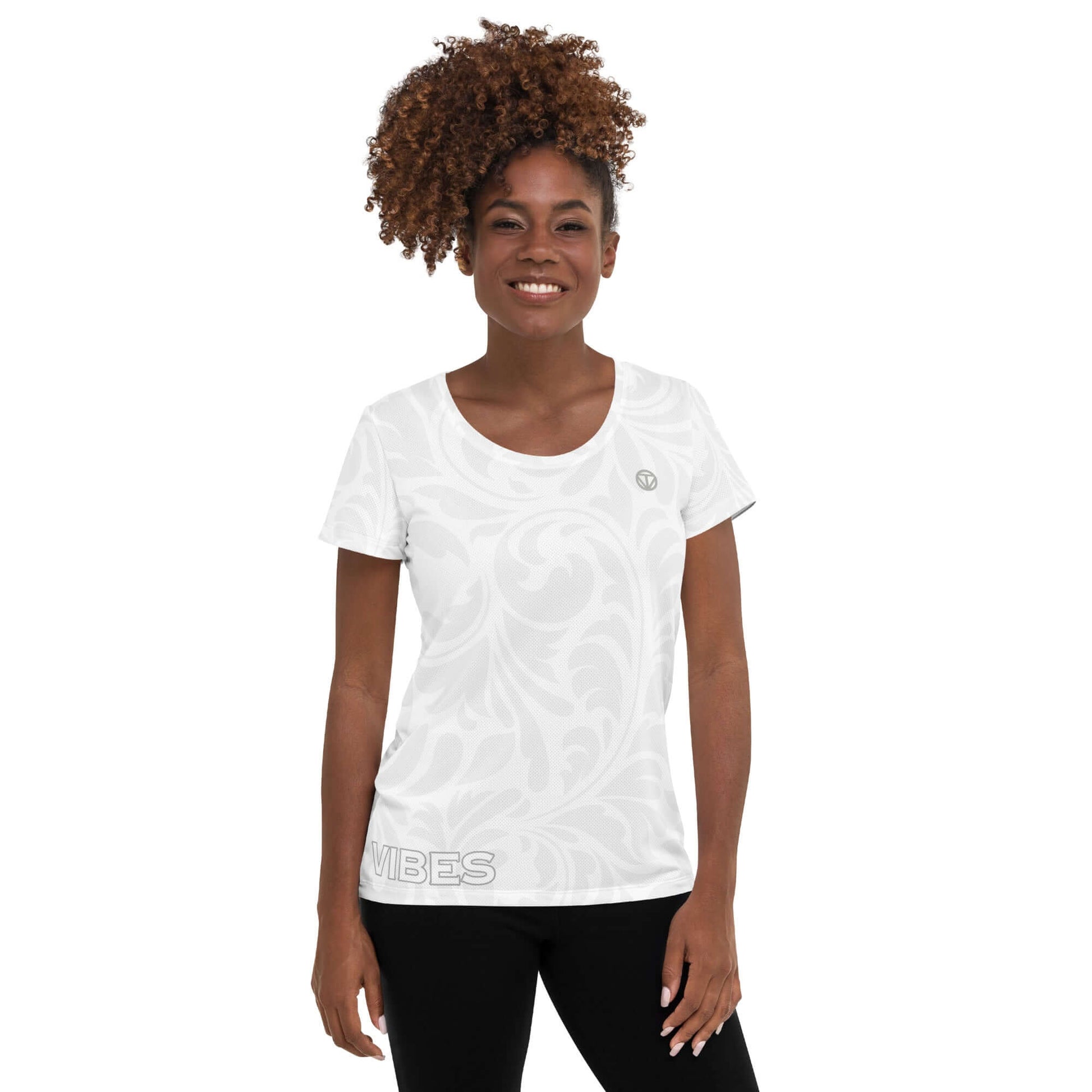 TIME OF VIBES - Women's Athletic T-shirt FLORAL (White) - €45.00