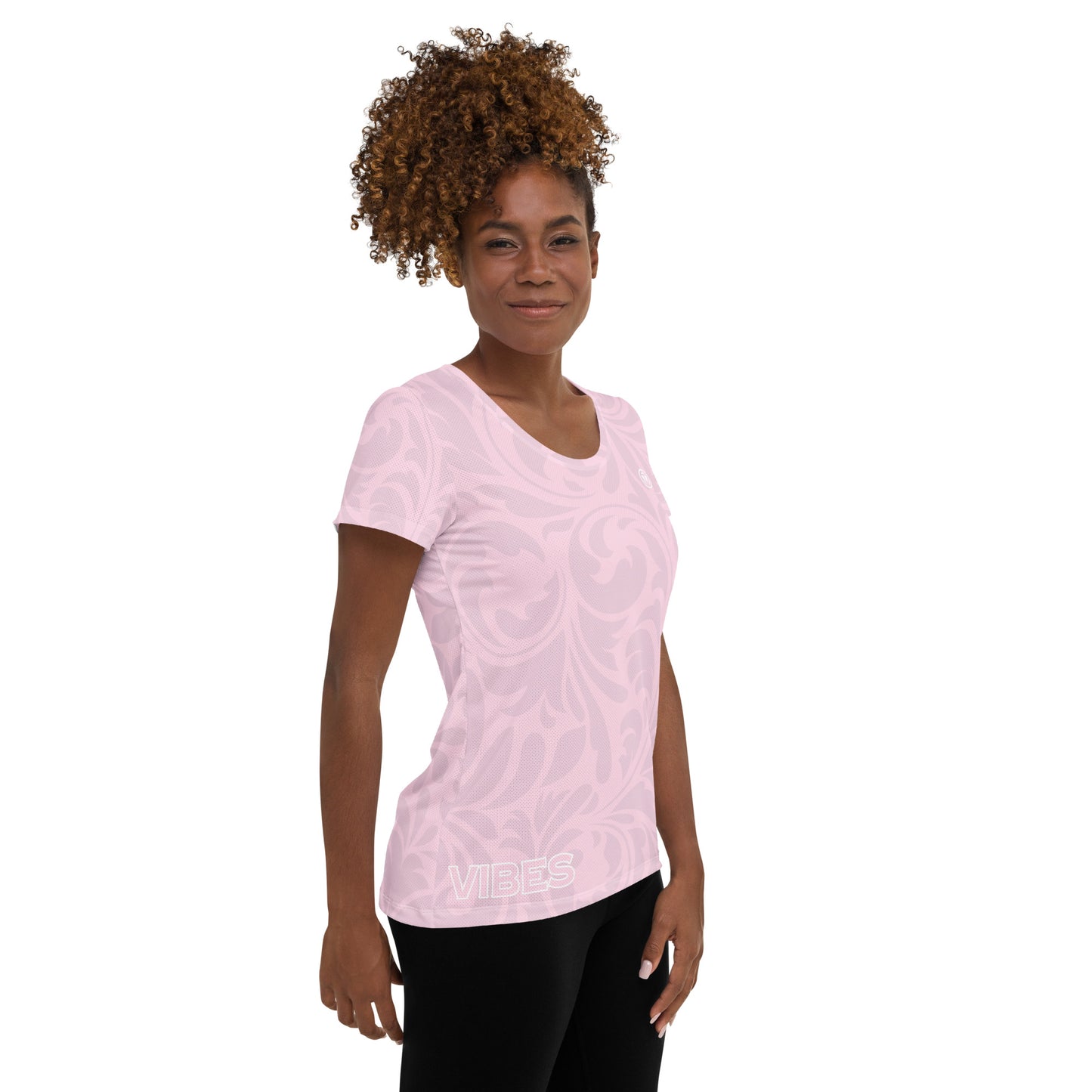 TIME OF VIBES - Women's Athletic T-shirt FLORAL (Pink) - €45.00