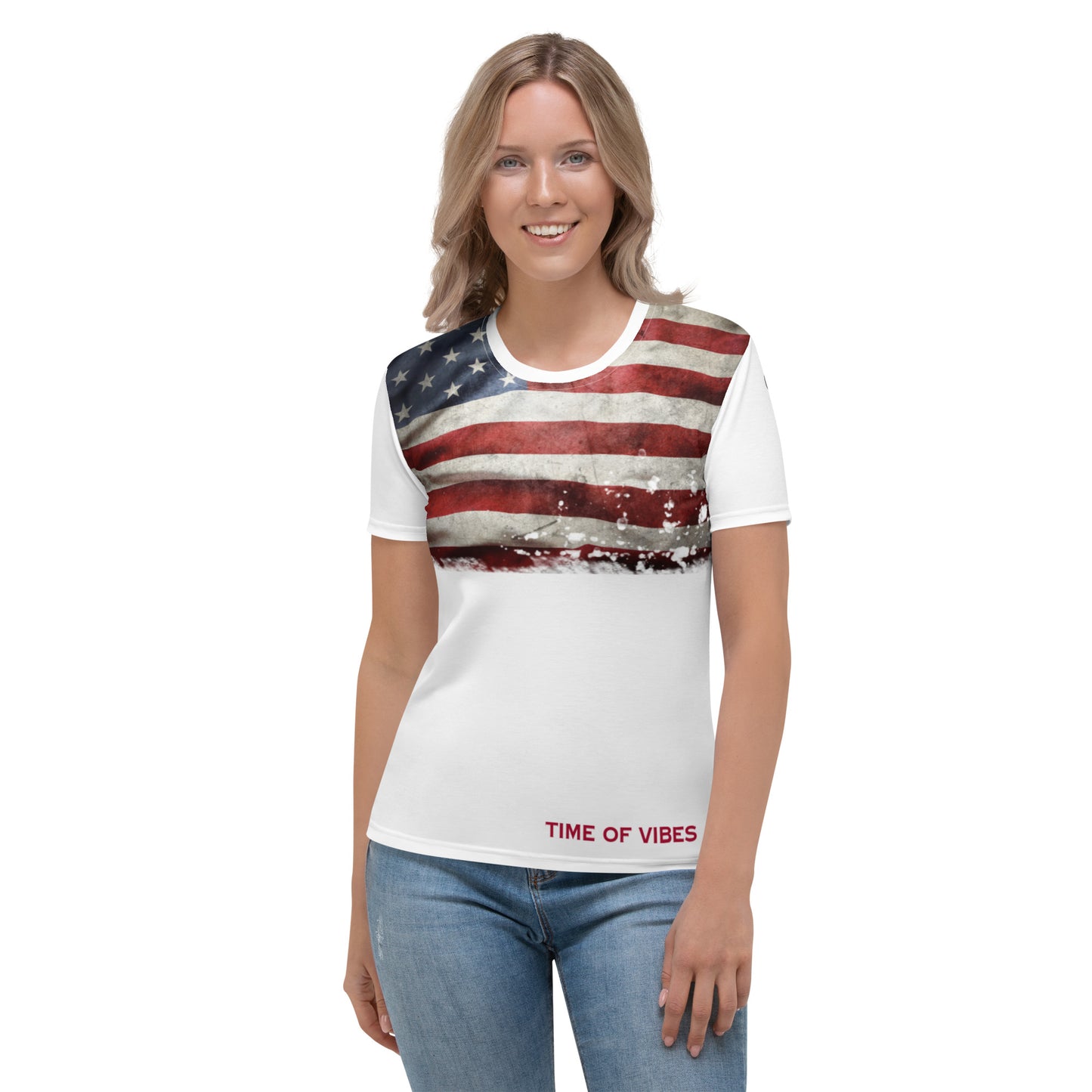 TIME OF VIBES - Premium Women's T-Shirt USA (White) - €49.00