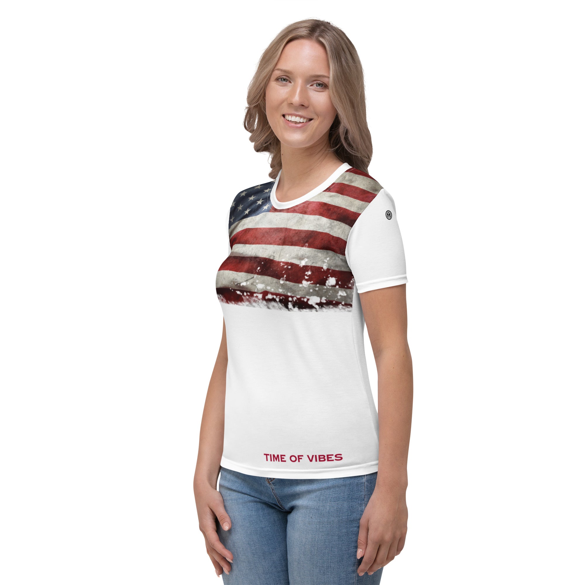 TIME OF VIBES TOV Damen Premium T-Shirt USA (Weiß) - €49,00