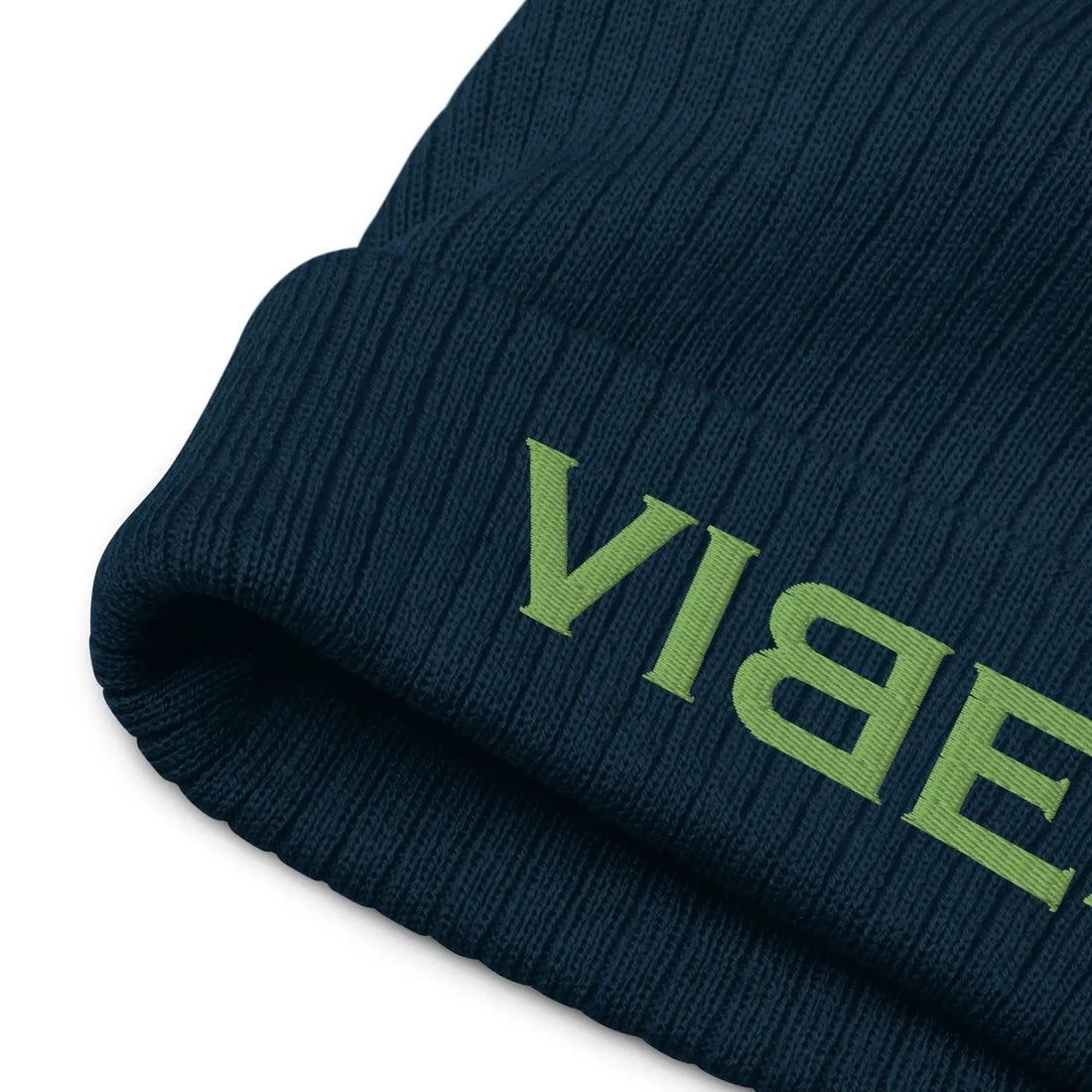 VIBES Beanie - Strickmütze Unisex (Dunkelblau/Grün) - Time Of Vibes