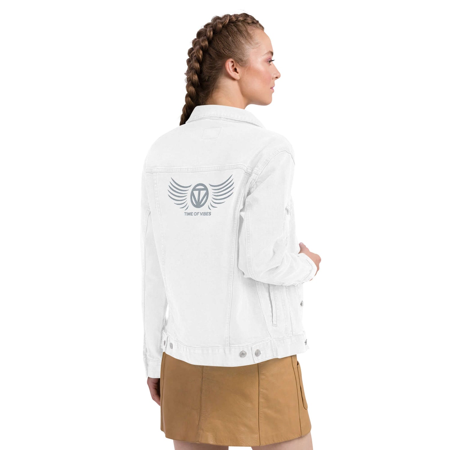 TIME OF VIBES Jeansjacke WINGS (Weiß) - €119,00
