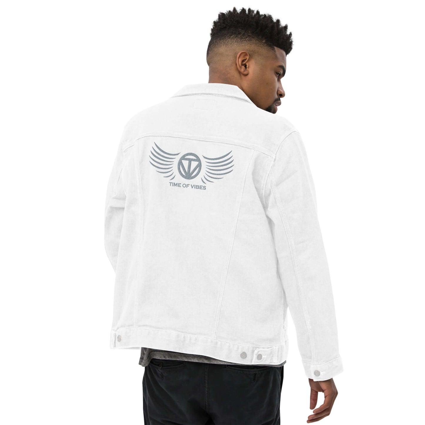 TIME OF VIBES - Denim Jacket WINGS (White) - €119.00
