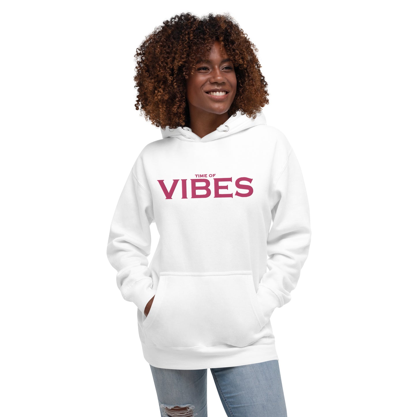 TIME OF VIBES - Classic Hoodie VIBES (White/Pink) - €69.00