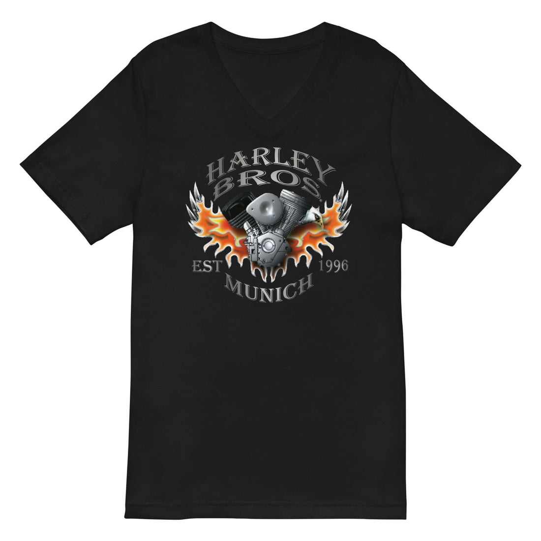 HARLEY BROS V-Neck T-Shirt 23 (Schwarz) - Time Of Vibes