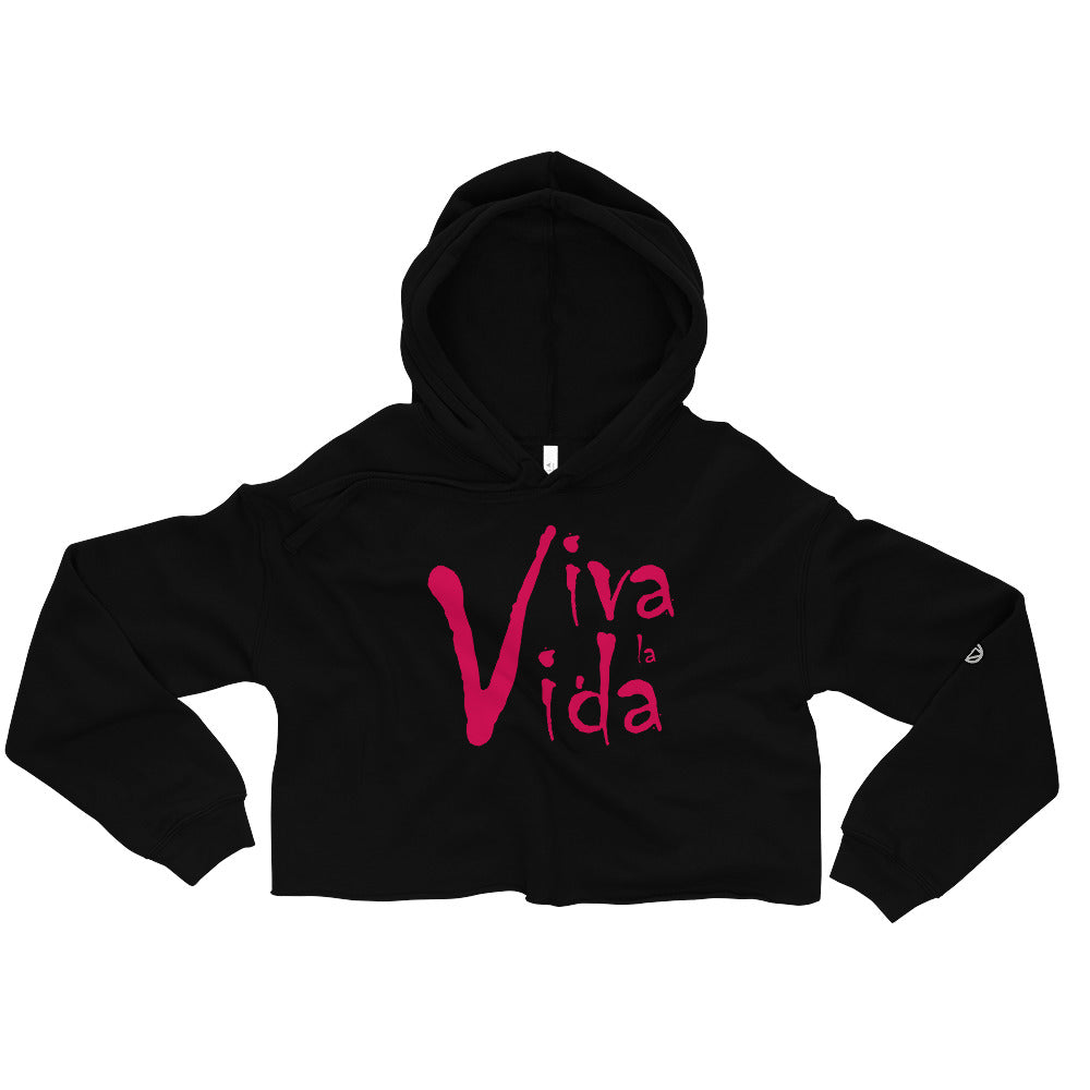 TIME OF VIBES - Crop Hoodie VIVA LA VIDA (Black/Pink) - €68.00
