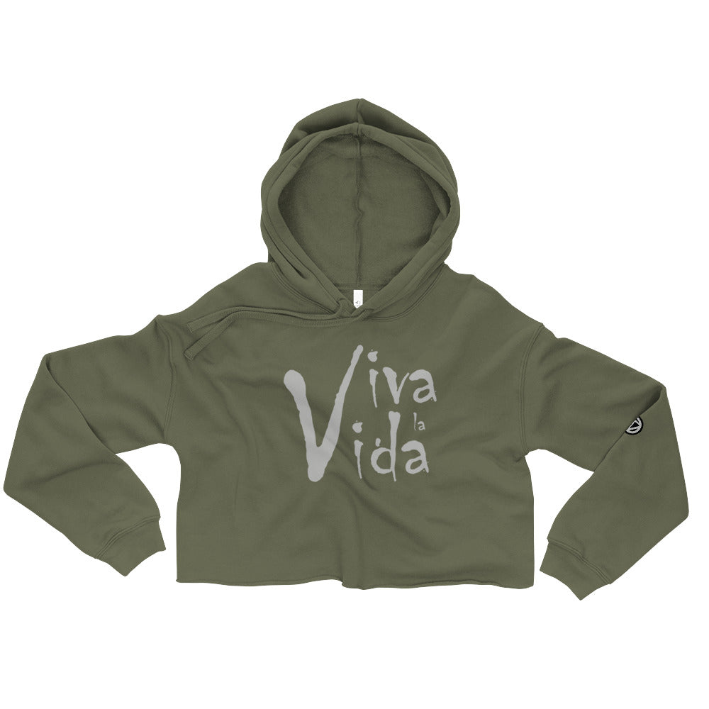 TIME OF VIBES - Crop Hoodie VIVA LA VIDA (Military/Grey) - €68.00
